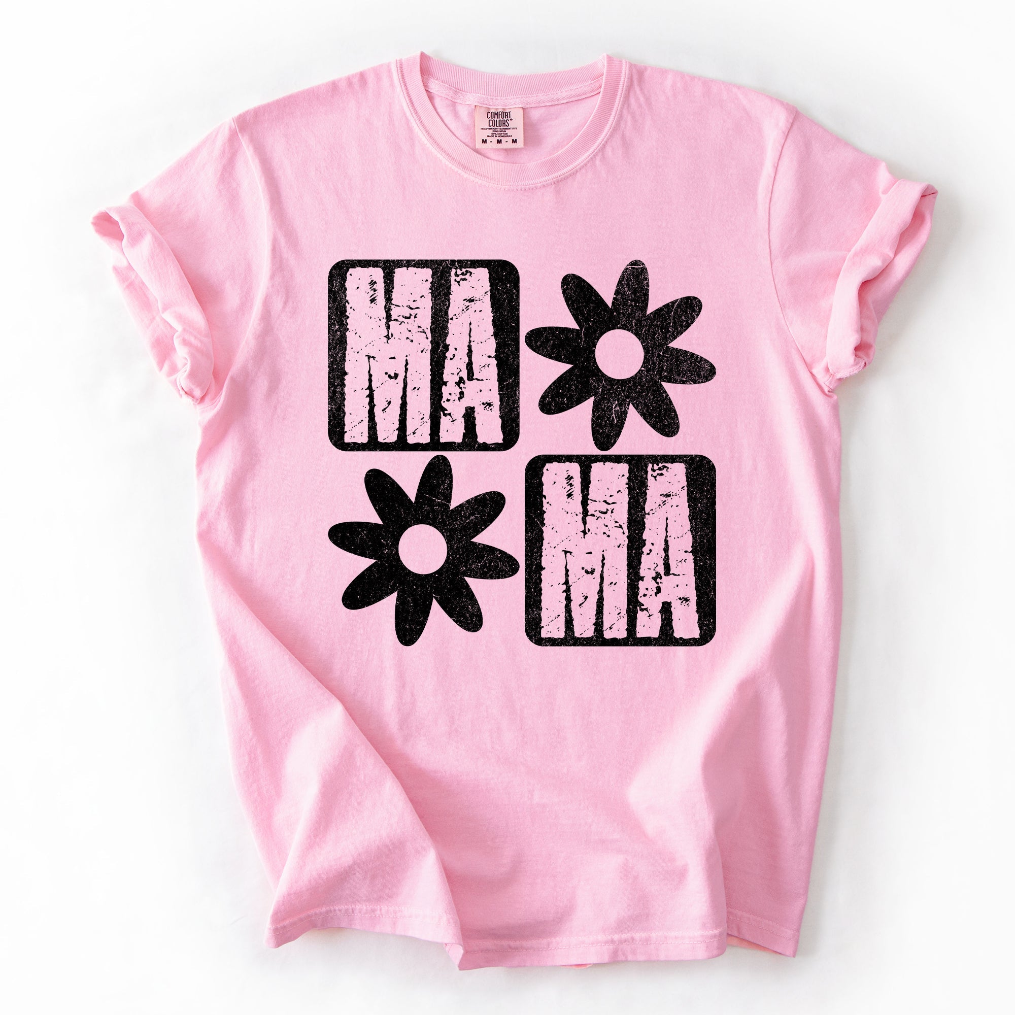 Mama Minimalist Graphic Flowers Mother's Day Floral Message For Moms Comfort Colors Tee