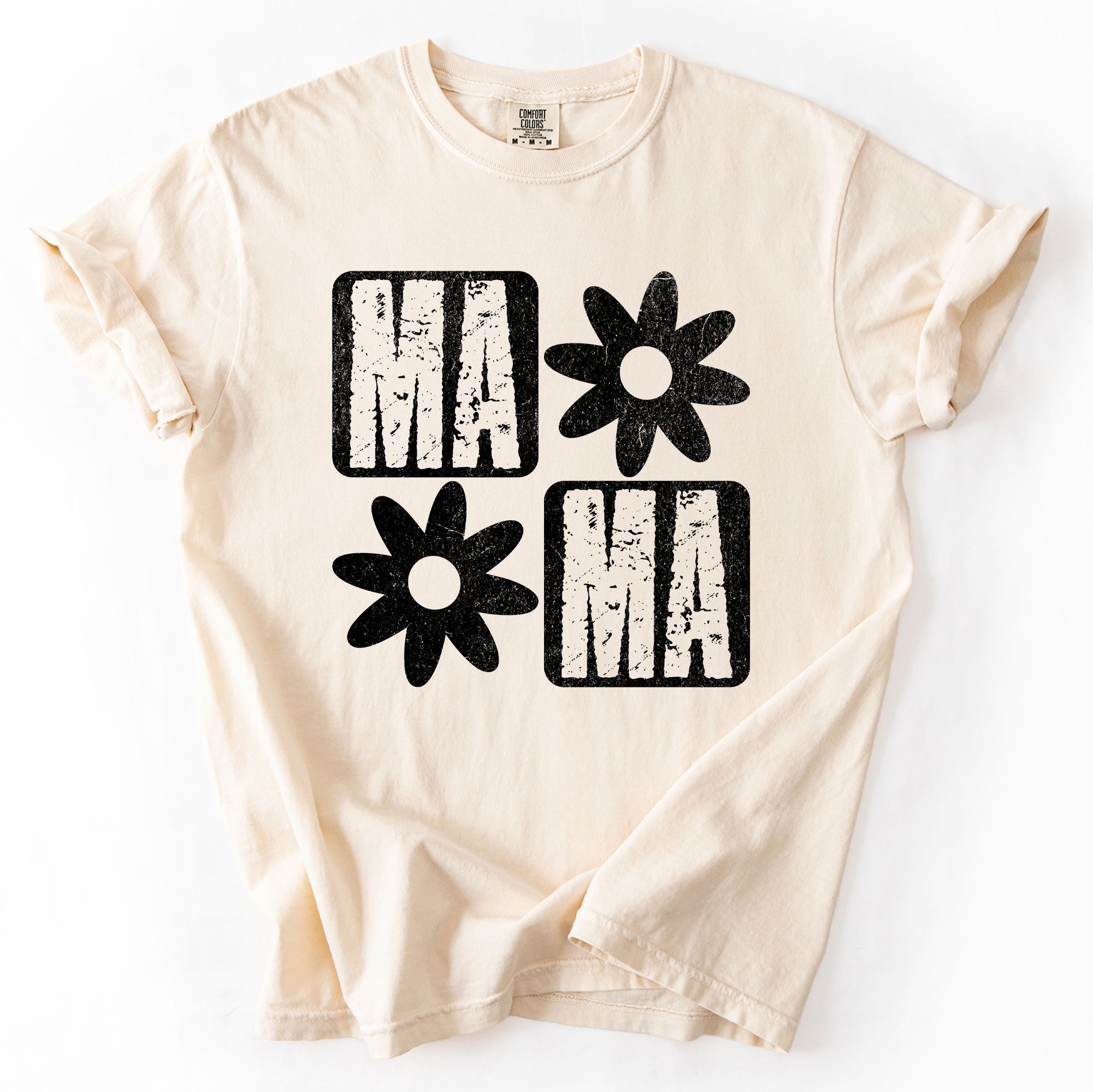 Mama Minimalist Graphic Flowers Mother's Day Floral Message For Moms Comfort Colors Tee