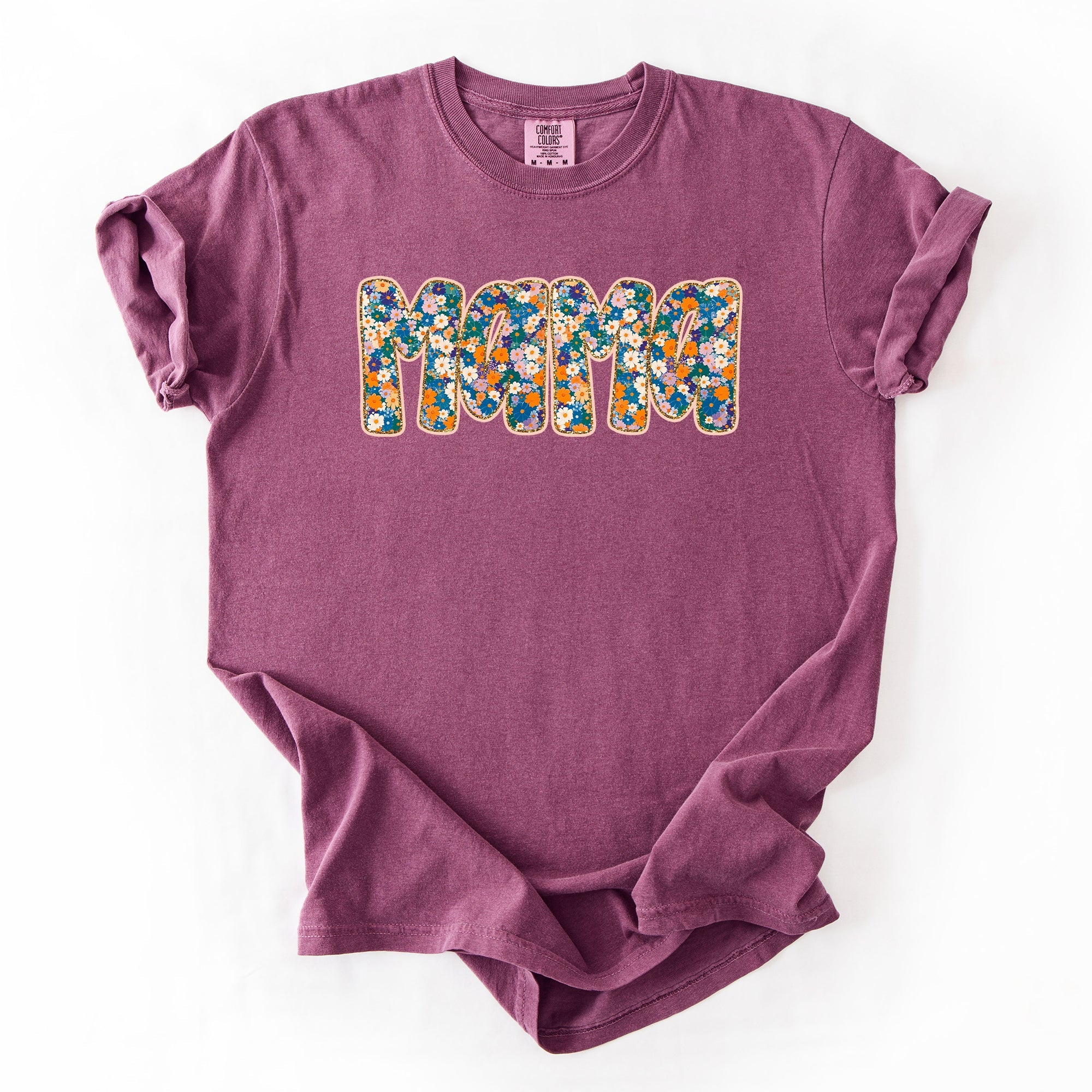 Mama Floral Mother's Day Garden Bouquet Vintage Script Art Print Edition Comfort Colors Tee