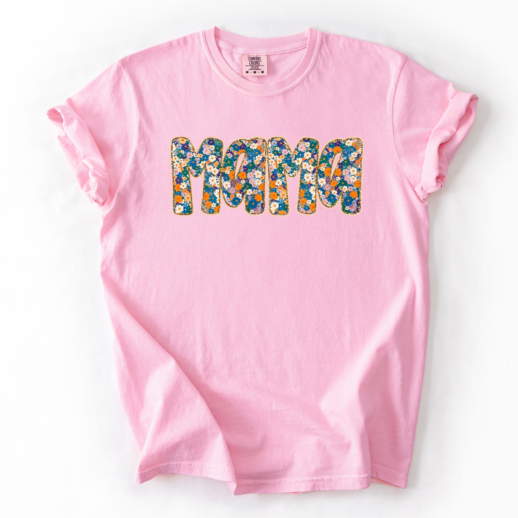 Mama Floral Mother's Day Garden Bouquet Vintage Script Art Print Edition Comfort Colors Tee