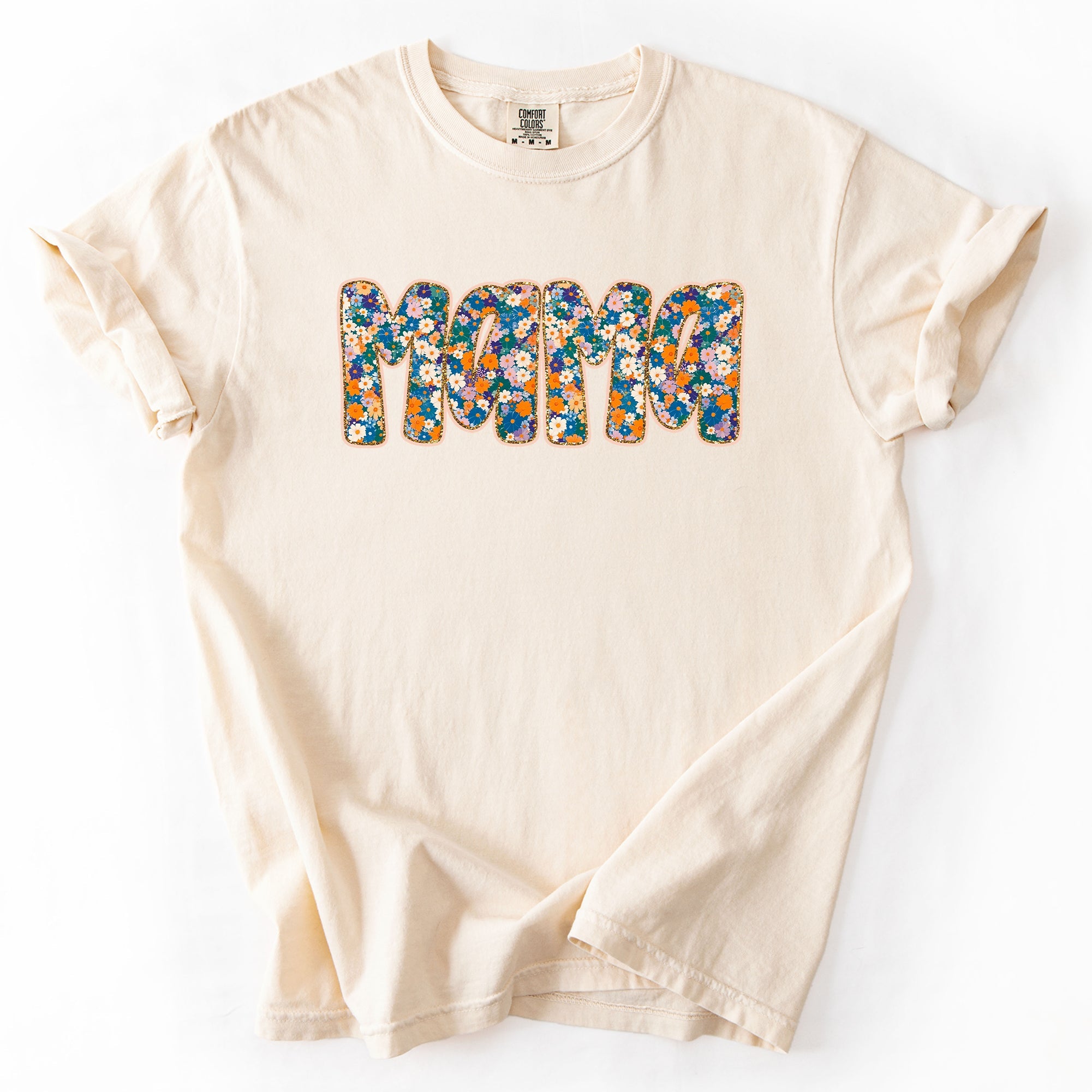 Mama Floral Mother's Day Garden Bouquet Vintage Script Art Print Edition Comfort Colors Tee