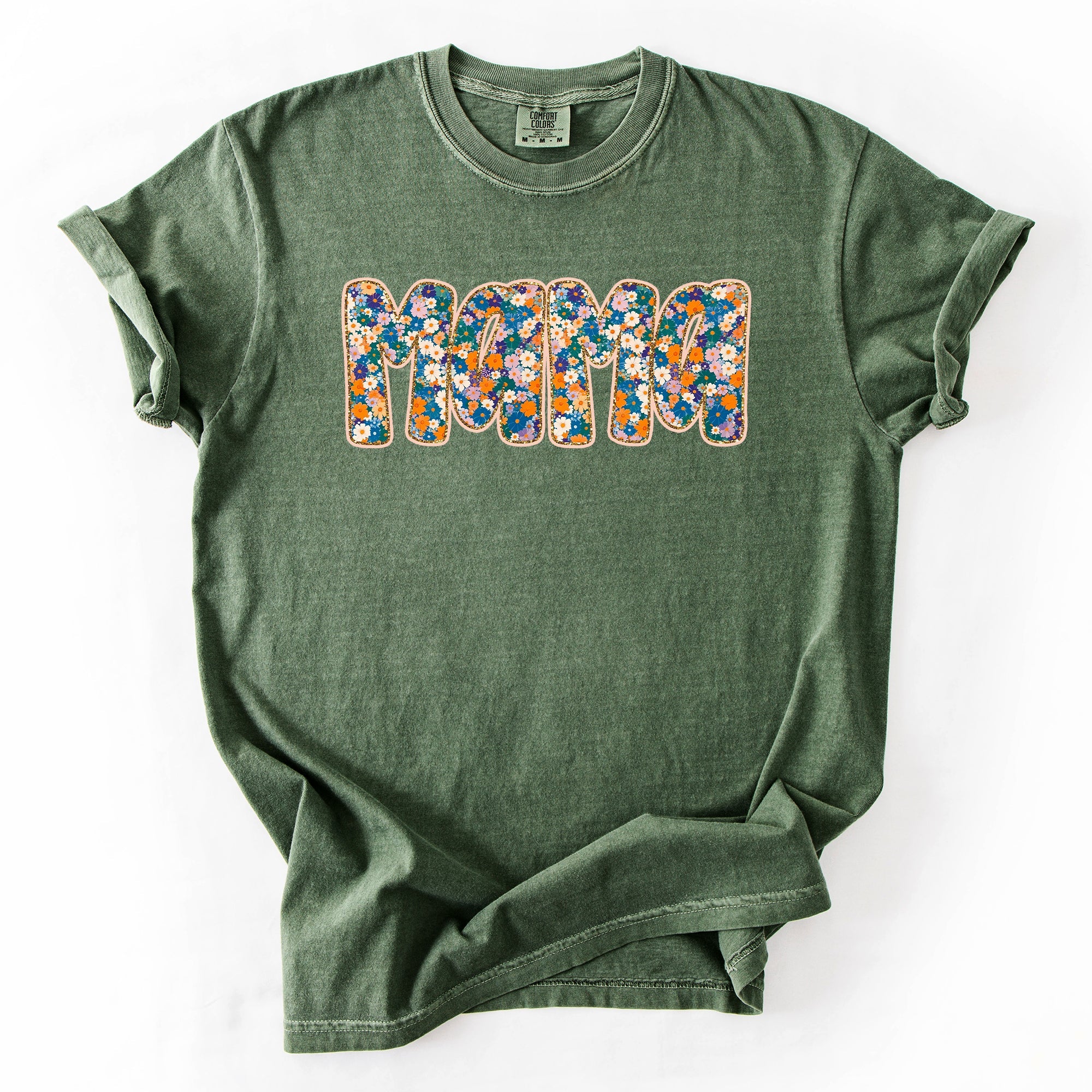 Mama Floral Mother's Day Garden Bouquet Vintage Script Art Print Edition Comfort Colors Tee