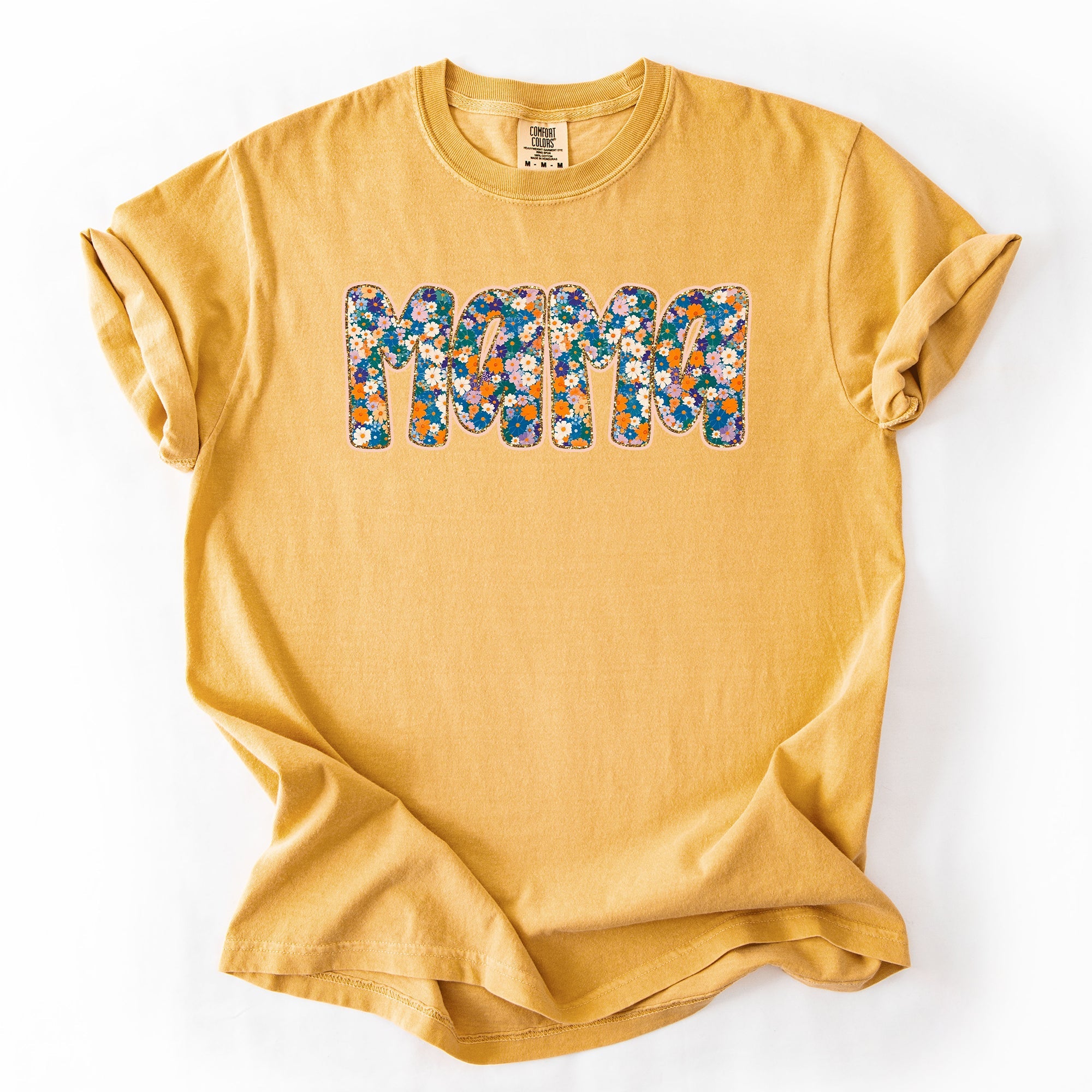 Mama Floral Mother's Day Garden Bouquet Vintage Script Art Print Edition Comfort Colors Tee