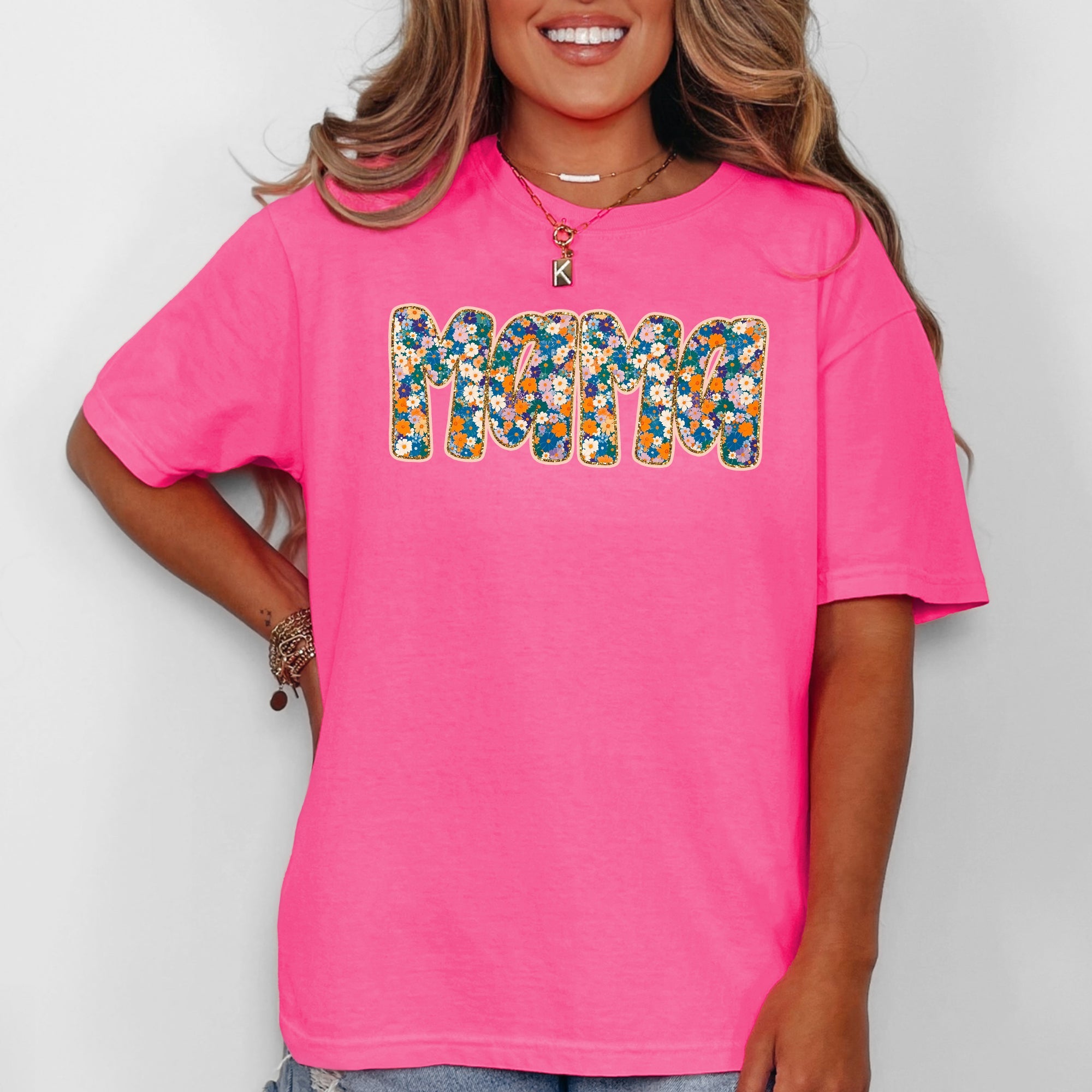 Mama Floral Mother's Day Garden Bouquet Vintage Script Art Print Edition Comfort Colors Tee