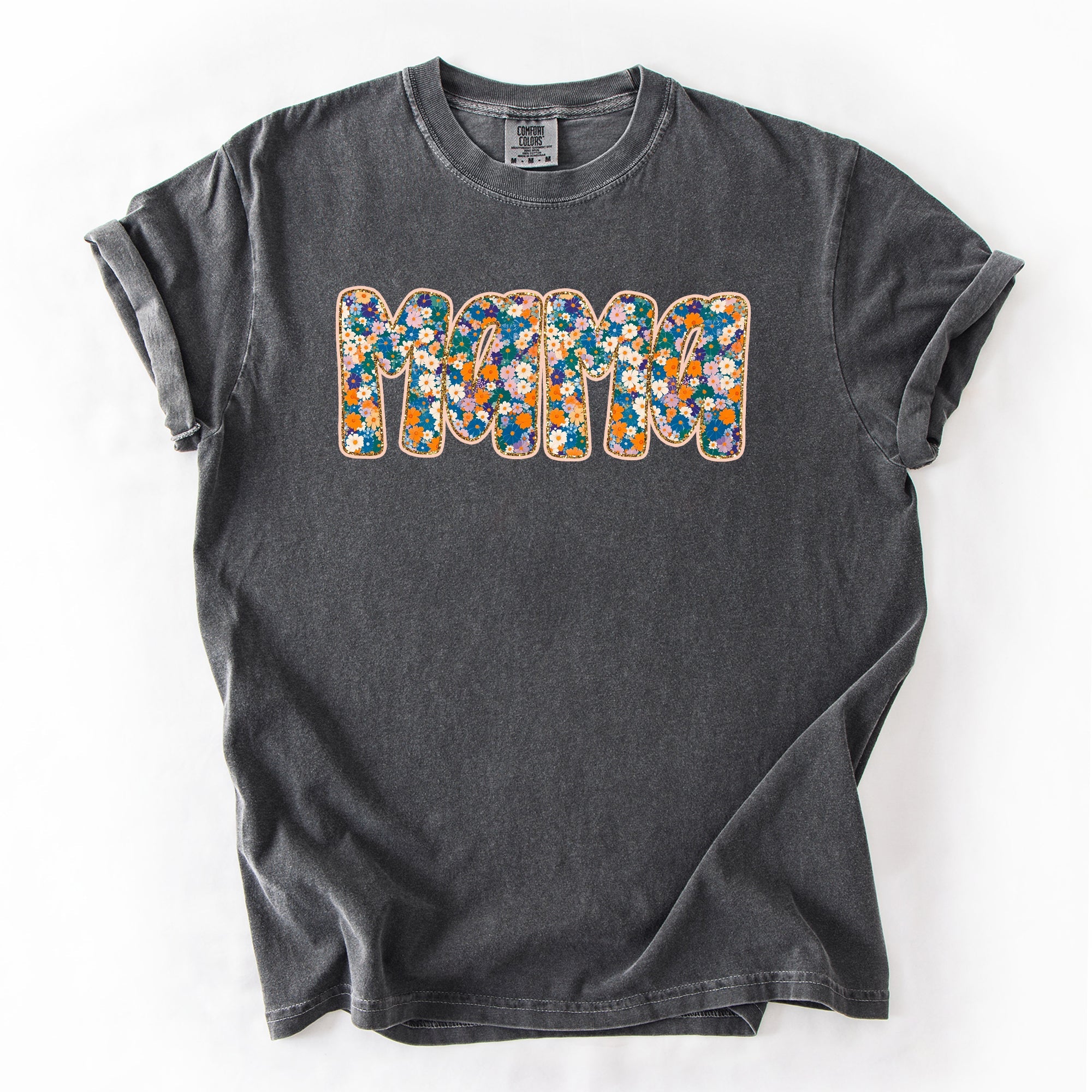 Mama Floral Mother's Day Garden Bouquet Vintage Script Art Print Edition Comfort Colors Tee