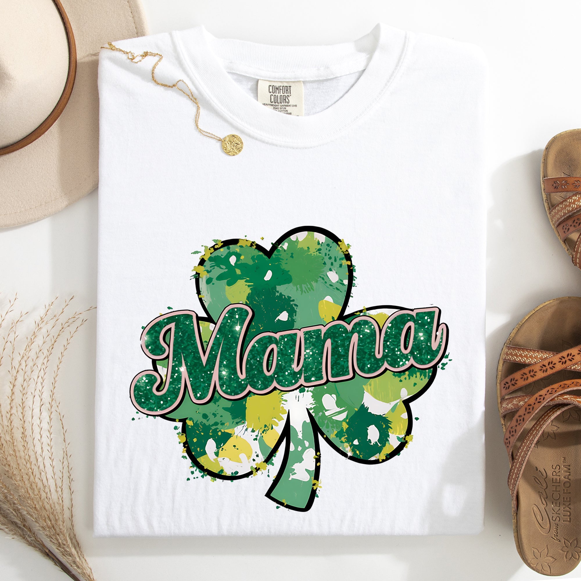 Mama Painted St Patrick's Day Shamrock Clover Lucky Leprechaun Comfort Colors Tee