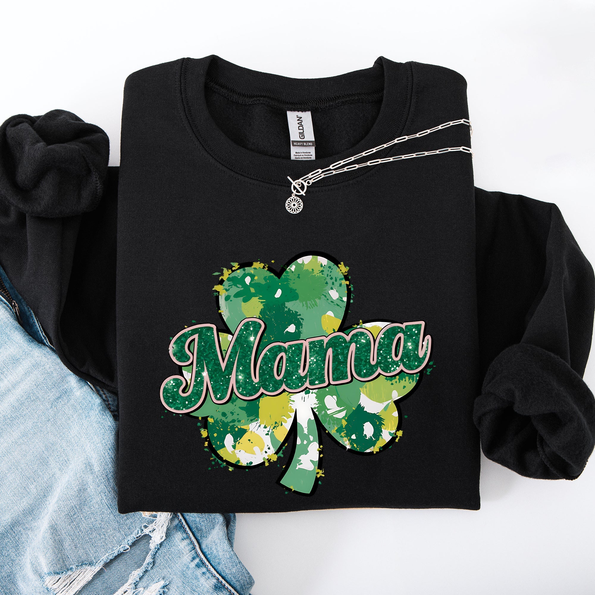 Mama Painted St Patrick's Day Shamrock Clover Lucky Leprechaun Festive Sweatshirt