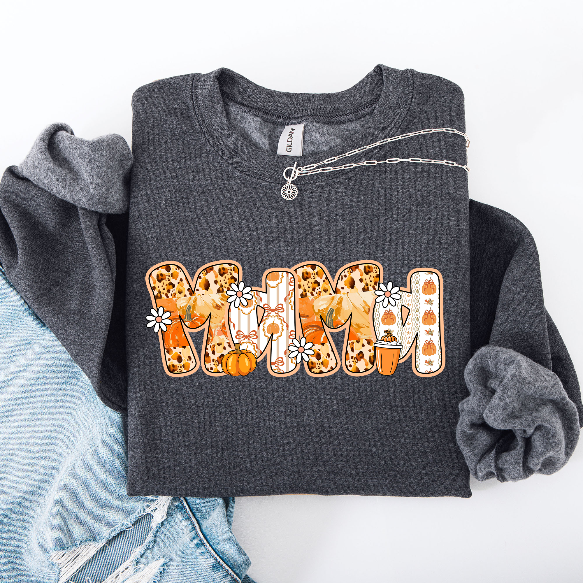 Mama Pumpkin Pattern Halloween Autumn Festive Cozy Seasonal Pumpkin Theme Sweatshirt