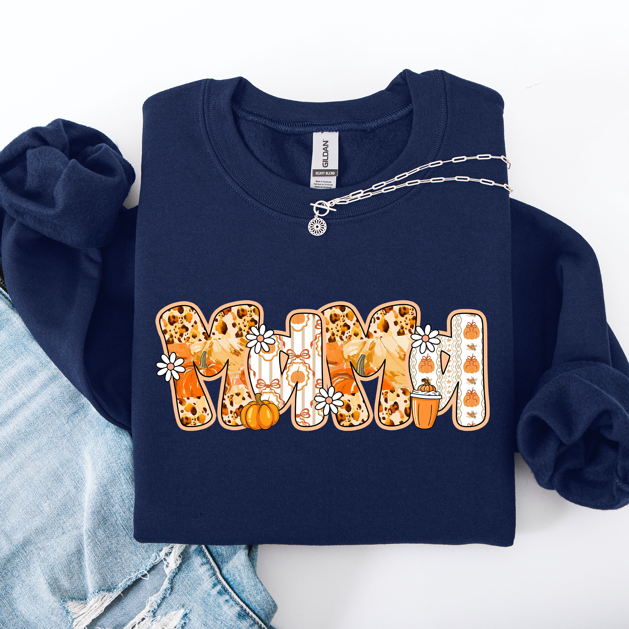 Mama Pumpkin Pattern Halloween Autumn Festive Cozy Seasonal Pumpkin Theme Sweatshirt
