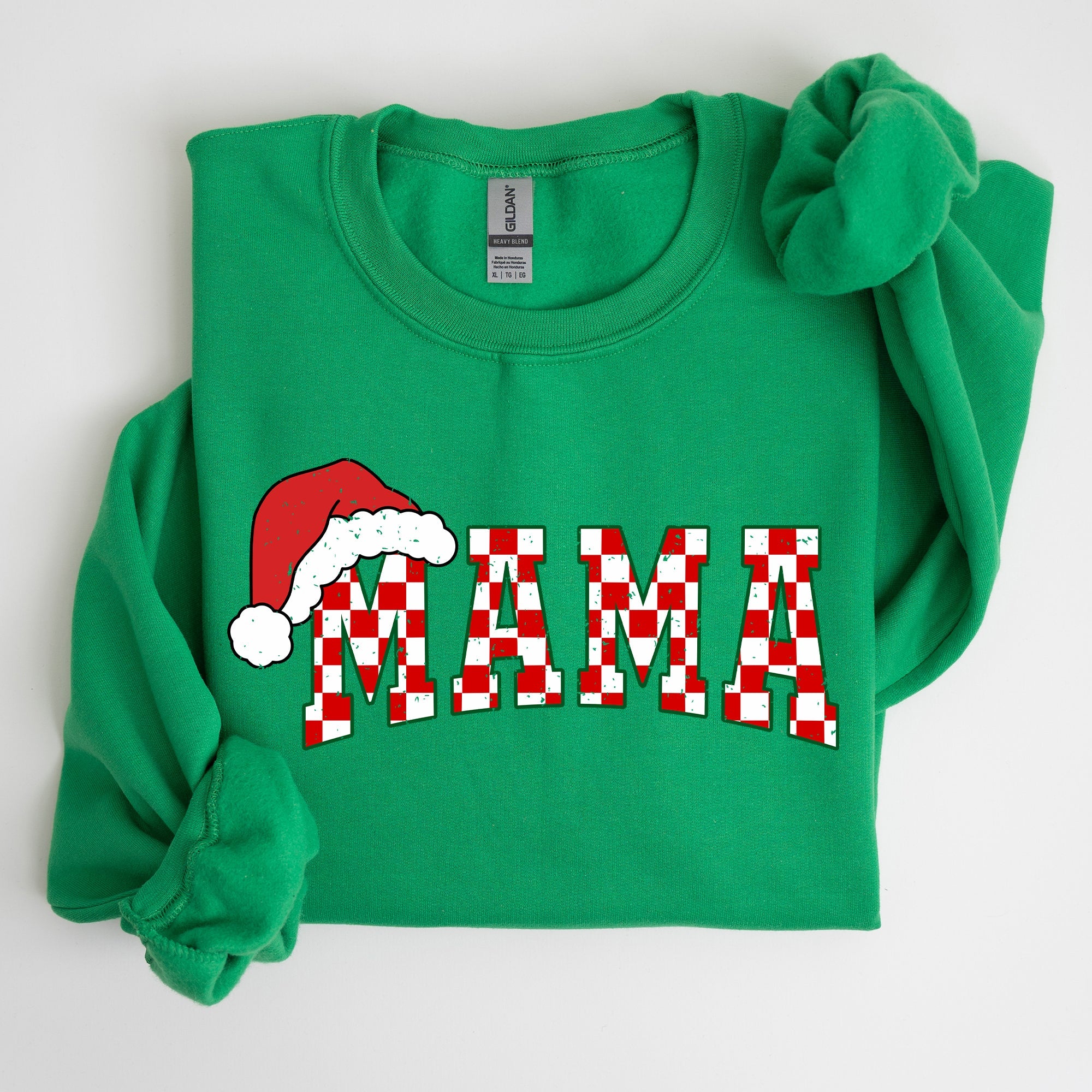Mama Red Checkered Christmas Plaid Santa Winter Xmas Cozy Holiday Spirit Sweatshirt