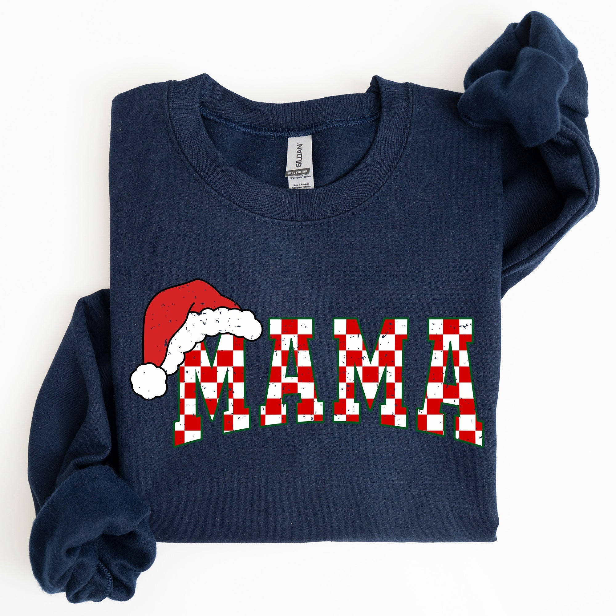 Mama Red Checkered Christmas Plaid Santa Winter Xmas Cozy Holiday Spirit Sweatshirt