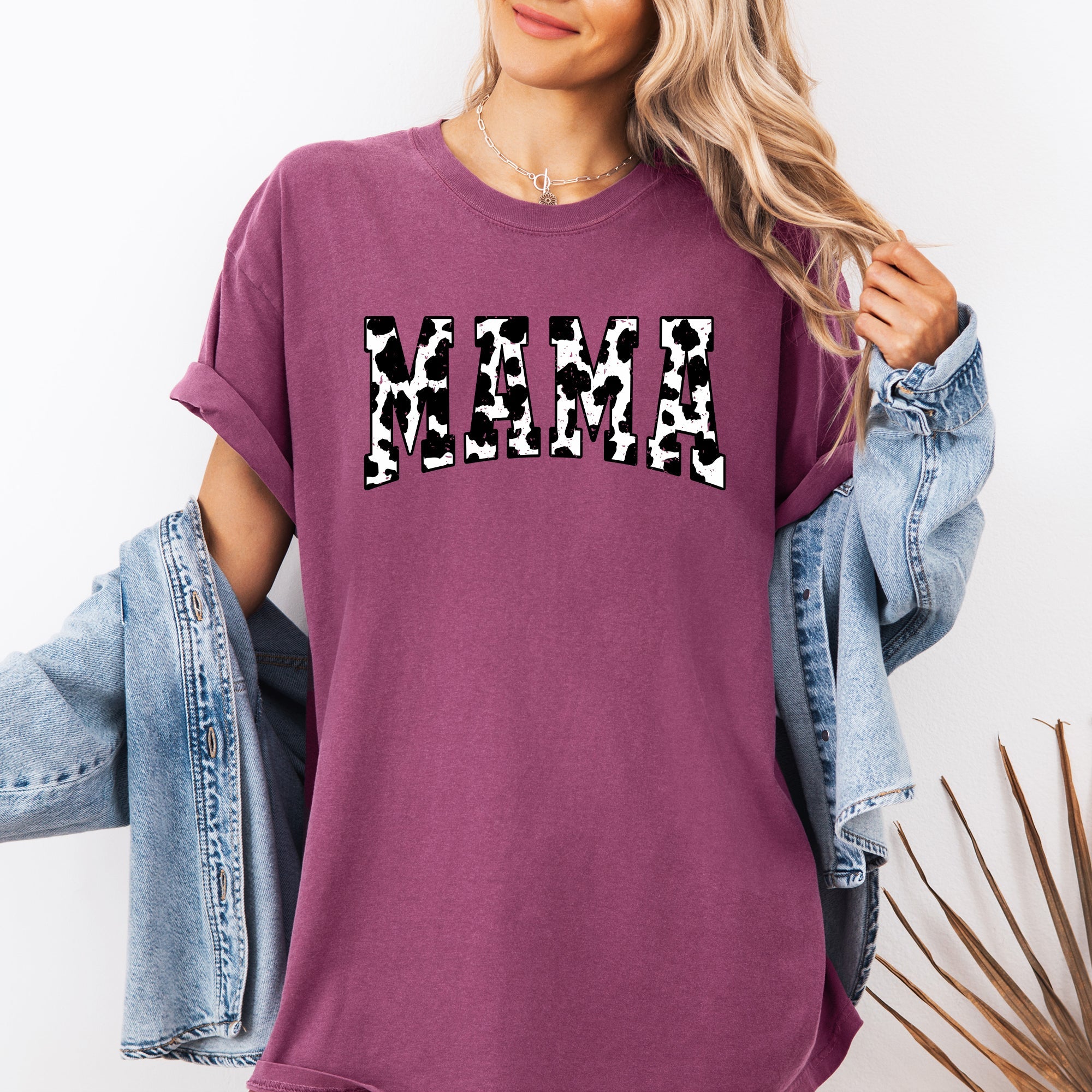 Mama Retro Cow Print Varsity Vintage-Inspired Mother's Day Edition For Moms Comfort Colors Tee