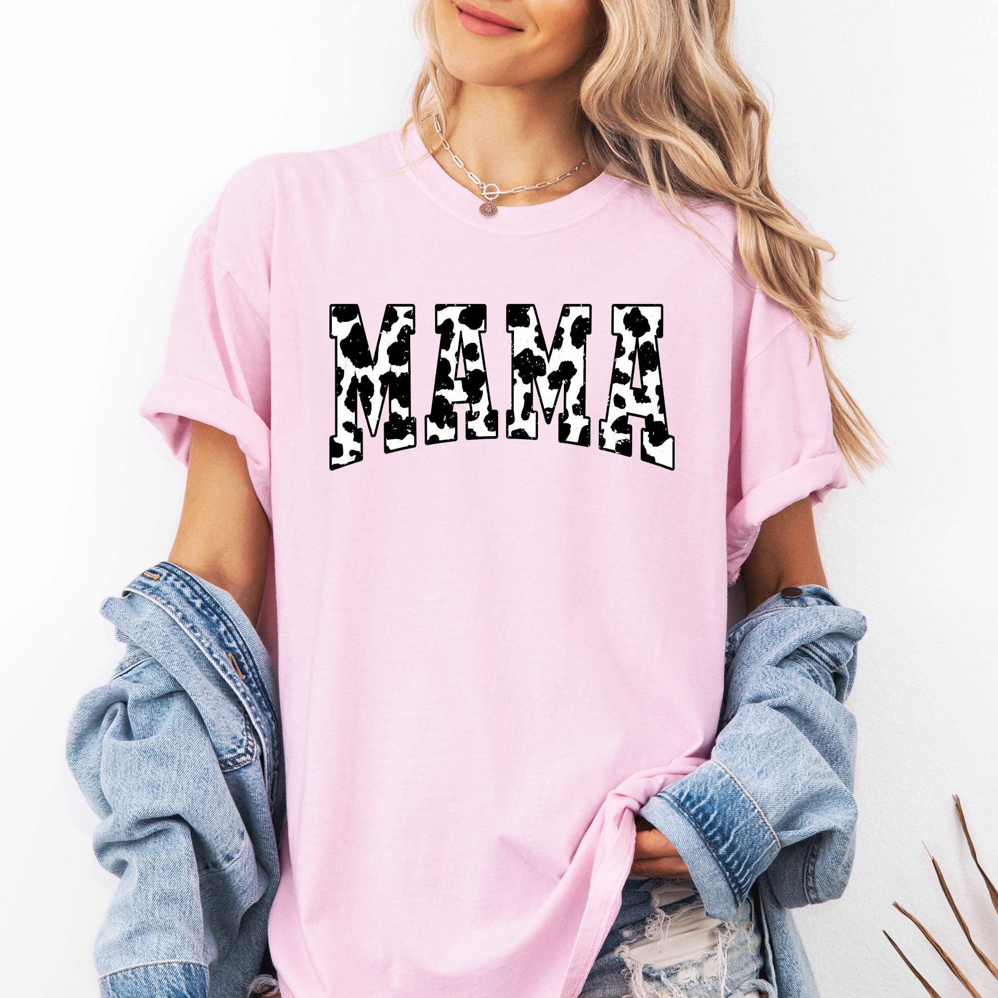 Mama Retro Cow Print Varsity Vintage-Inspired Mother's Day Edition For Moms Comfort Colors Tee