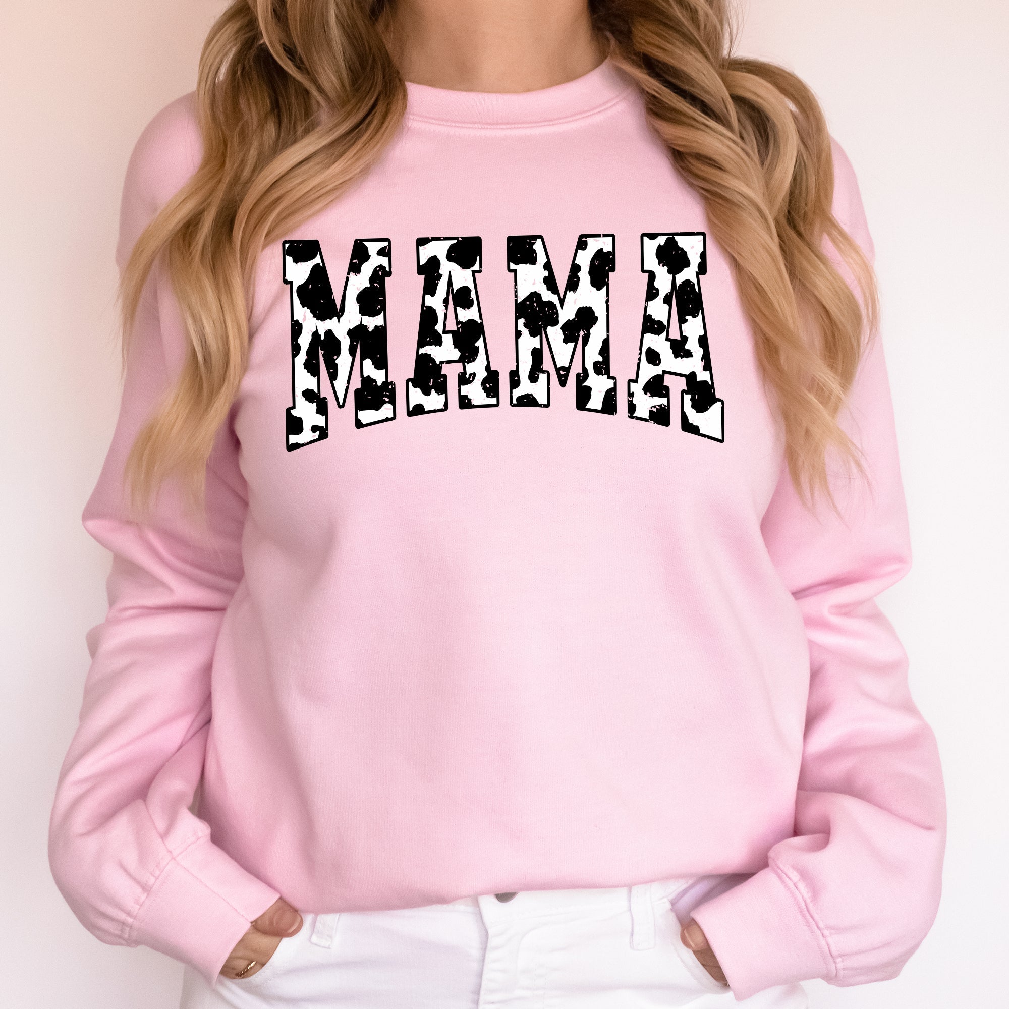 Mama Retro Cow Print Varsity Mother's Day Sweatshirt