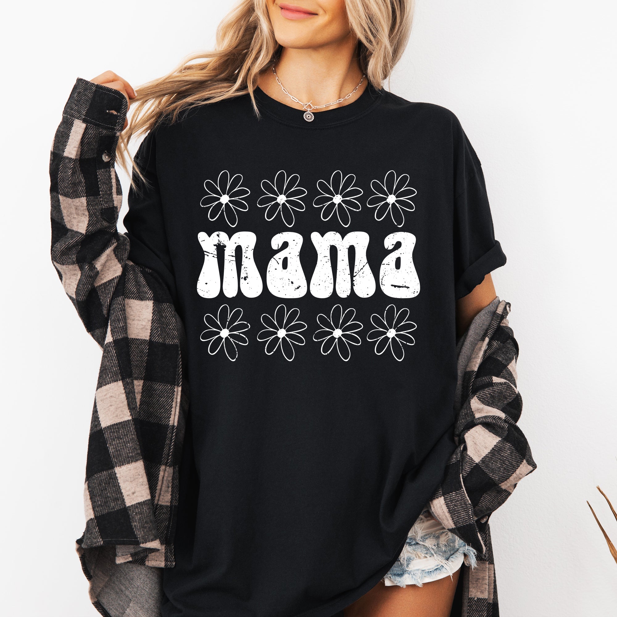 Mama Daisy 70s Retro Floral Garden Motif Inspired By Vintage Motherhood Style Statement Comfort Colors Tee