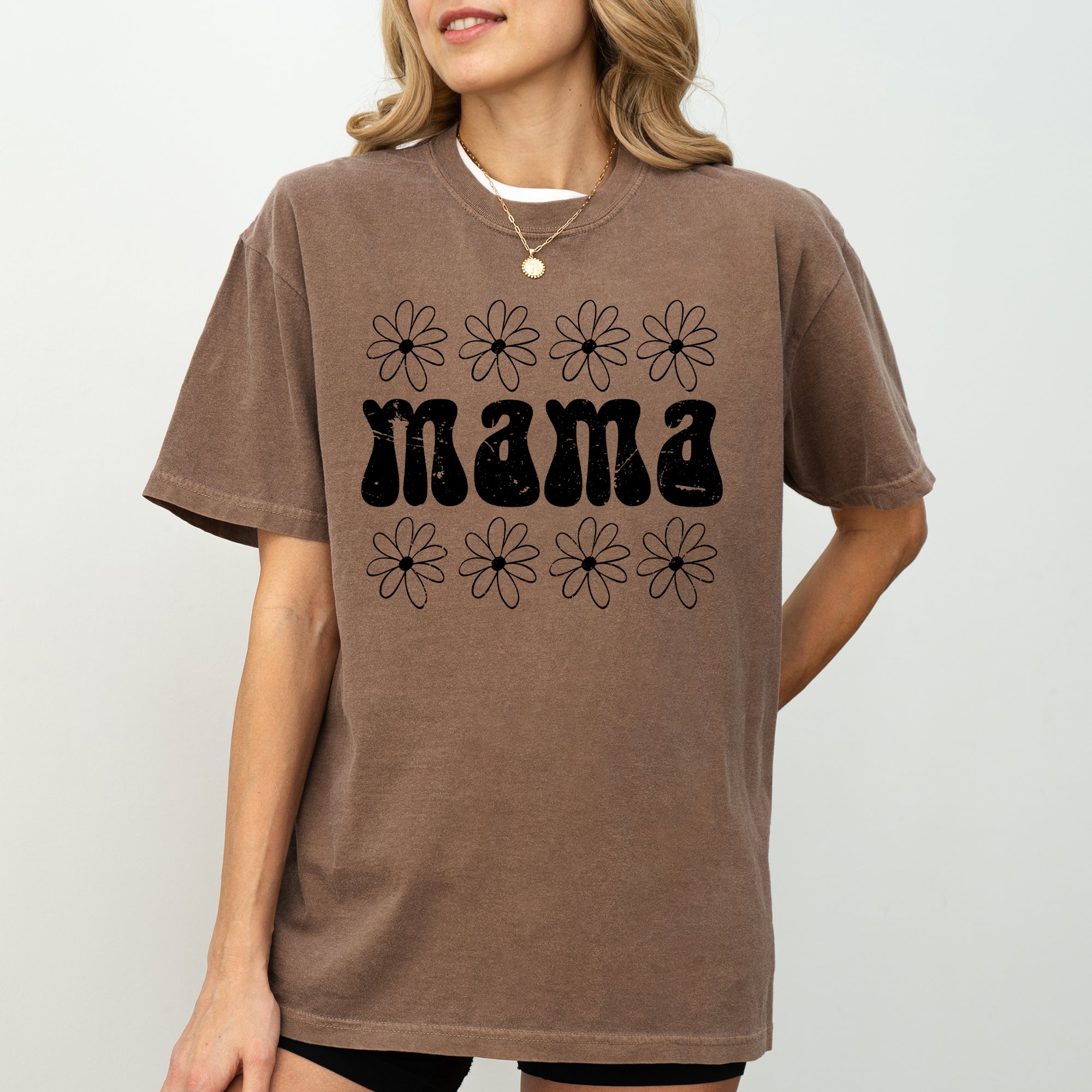 Mama Daisy 70s Retro Floral Garden Motif Inspired By Vintage Motherhood Style Statement Comfort Colors Tee