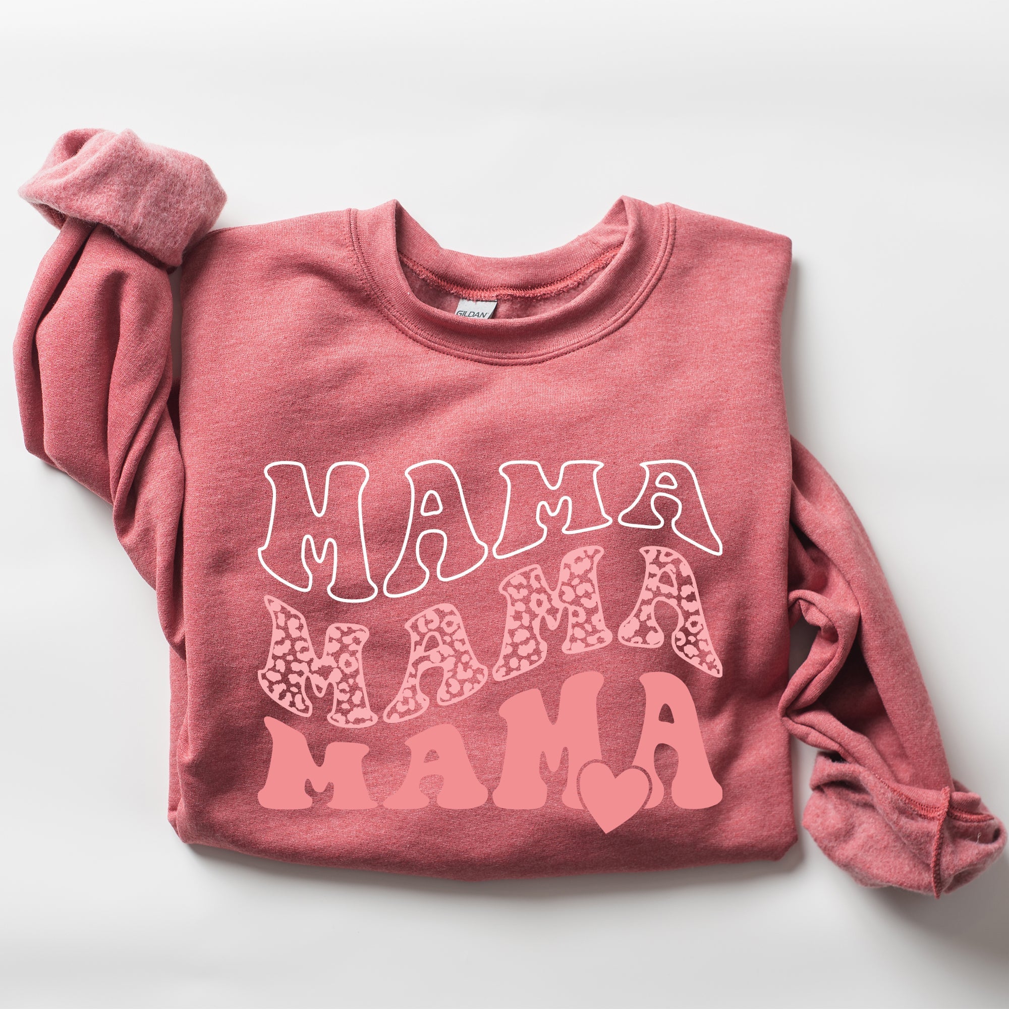 Mama Leopard Heart Mom Mother's Day Gift Cozy Warm Premium Fleece Edition Sweatshirt