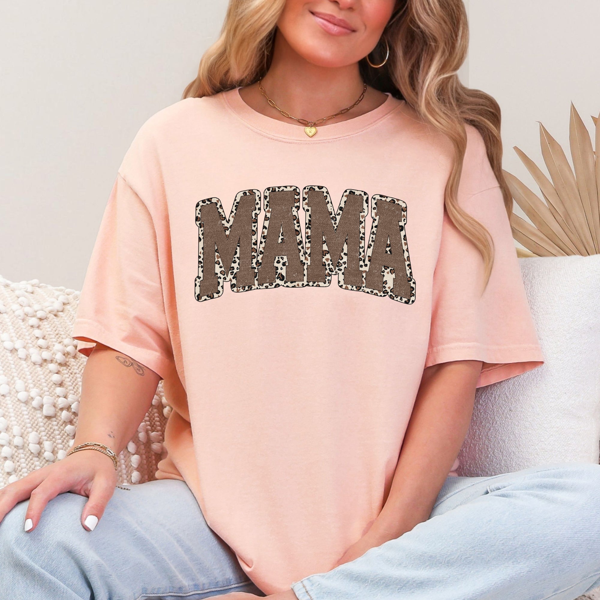 Mama Textured Leopard Print Retro Varsity Style Mother's Day Graphic Comfort Colors Tee
