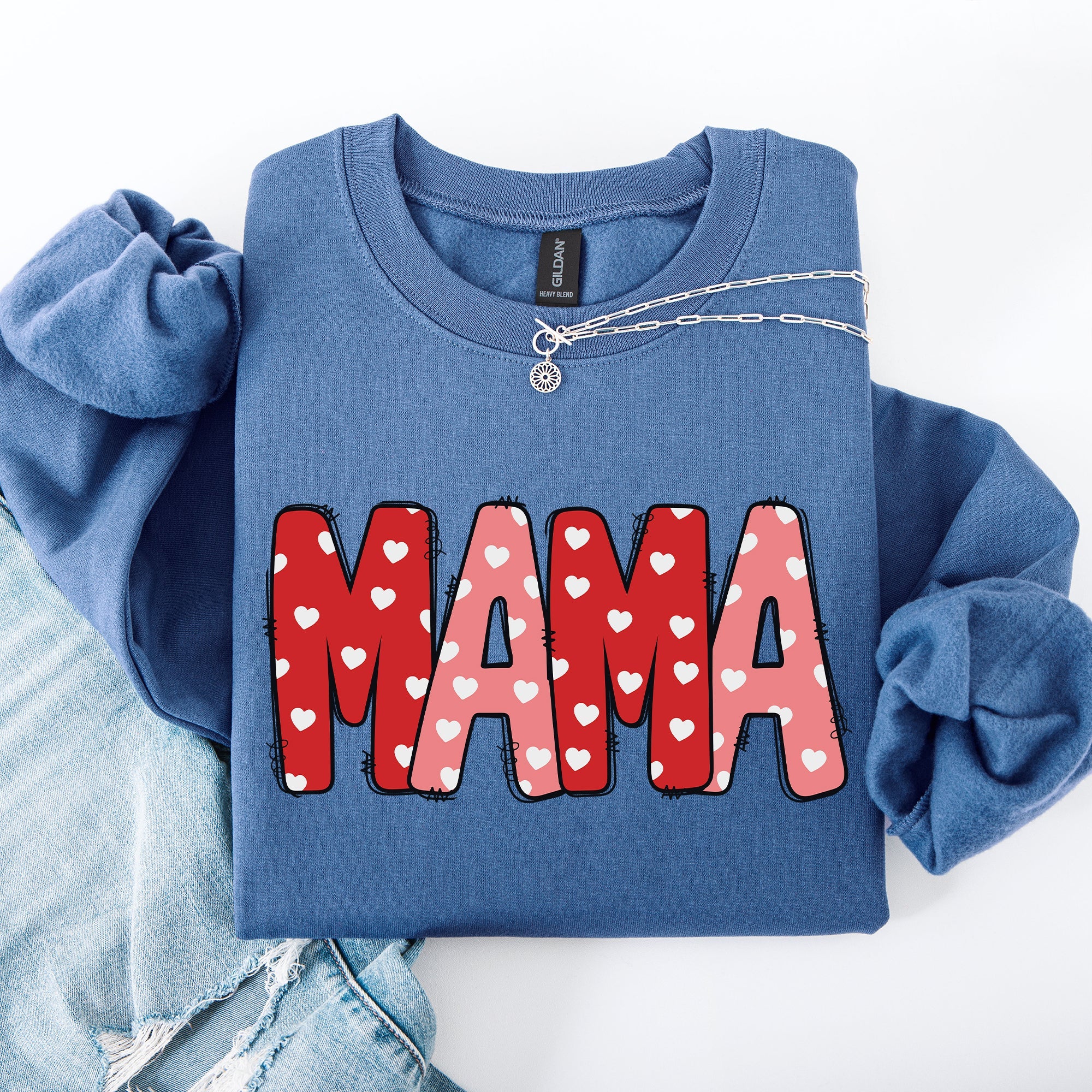 Mama Valentine's Day Hearts Cozy Love You Always Edition For Moms Premium Comfort Sweatshirt