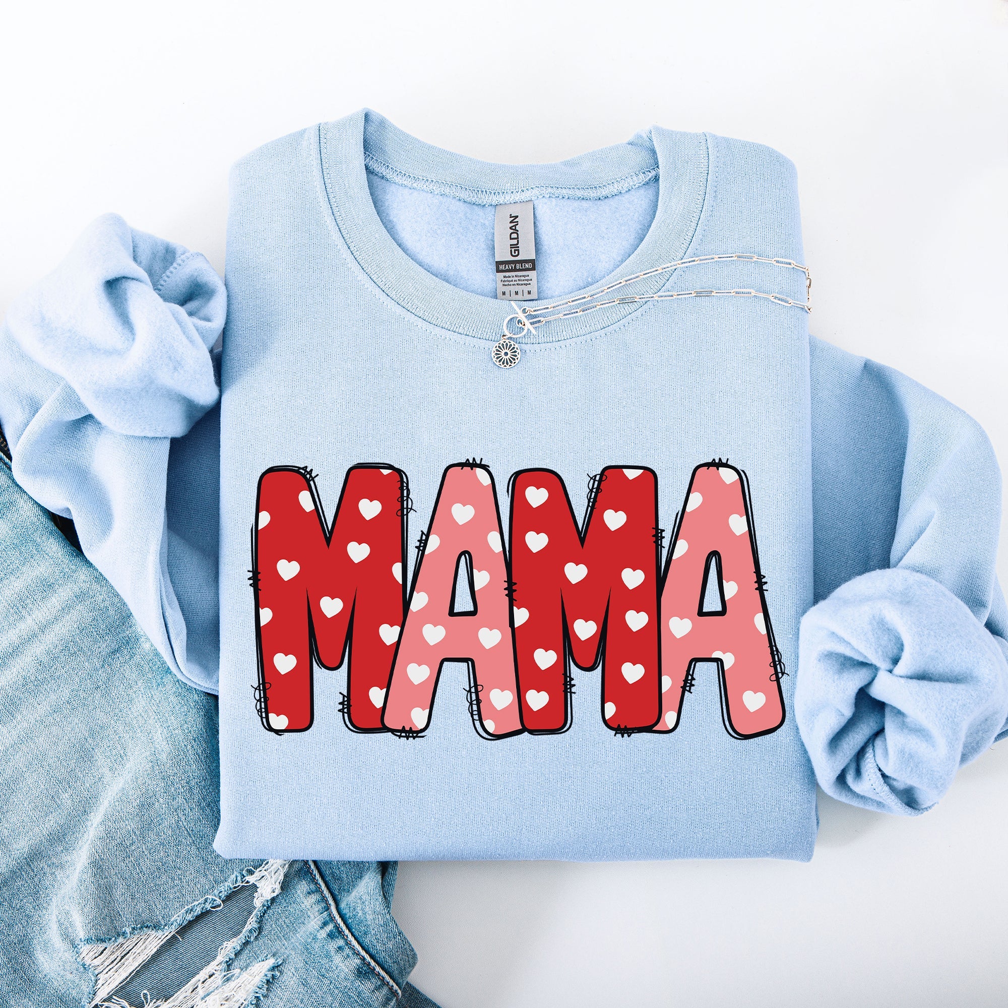 Mama Valentine's Day Hearts Cozy Love You Always Edition For Moms Premium Comfort Sweatshirt