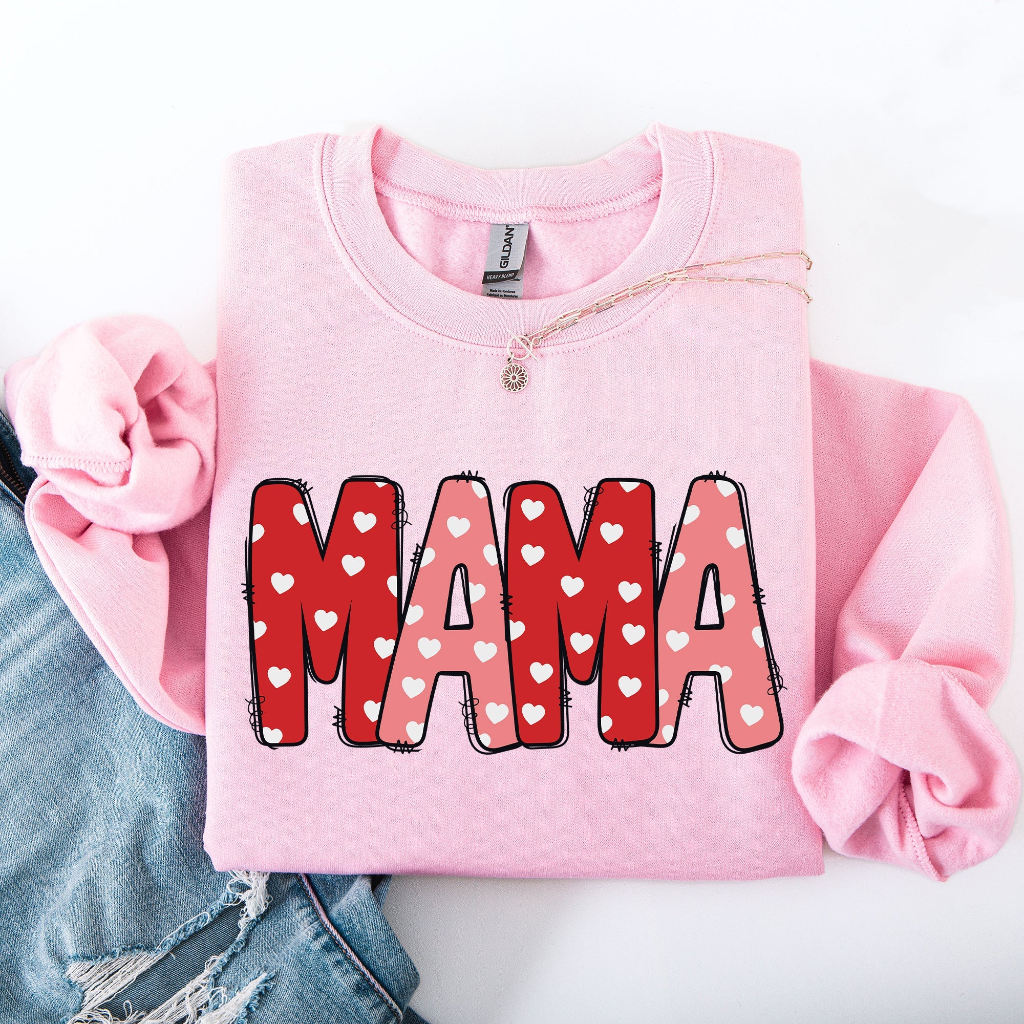 Mama Valentine's Day Hearts Cozy Love You Always Edition For Moms Premium Comfort Sweatshirt
