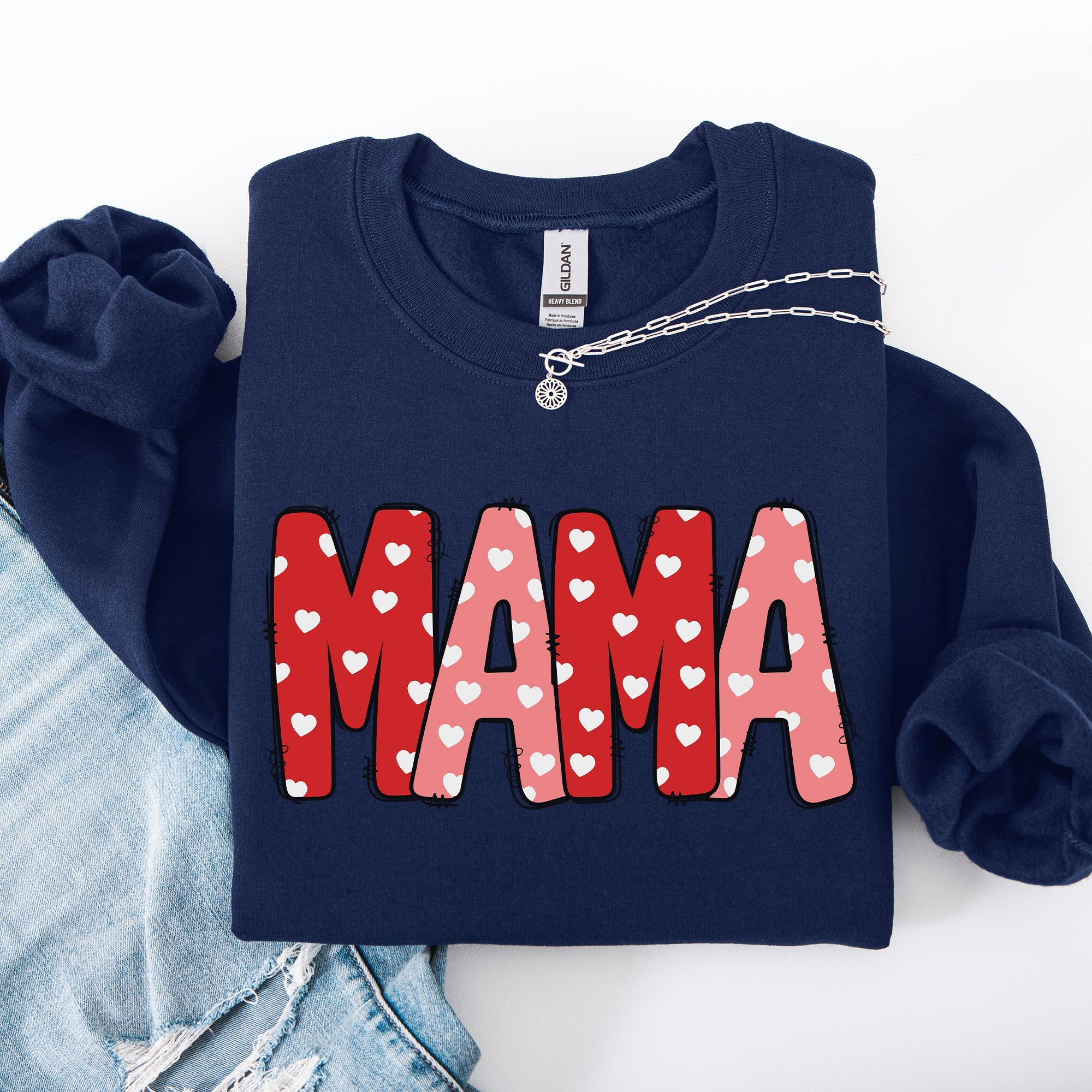 Mama Valentine's Day Hearts Cozy Love You Always Edition For Moms Premium Comfort Sweatshirt