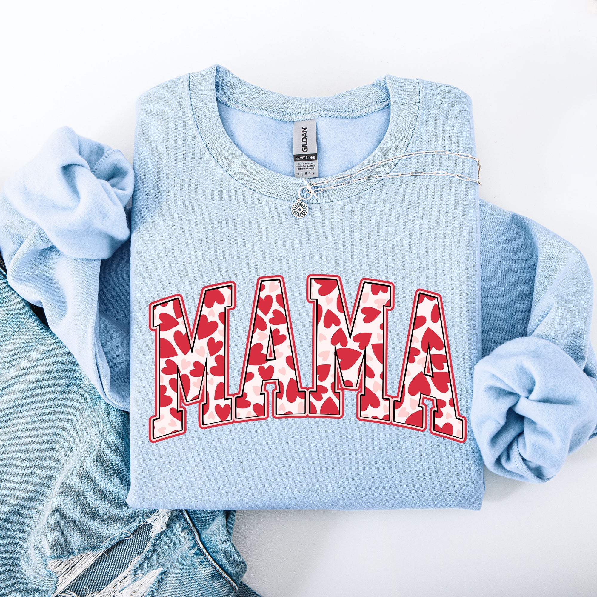 Mama Valentine's Day Hearts And Love Celebration For Moms Cozy Comfy Everyday Sweatshirt