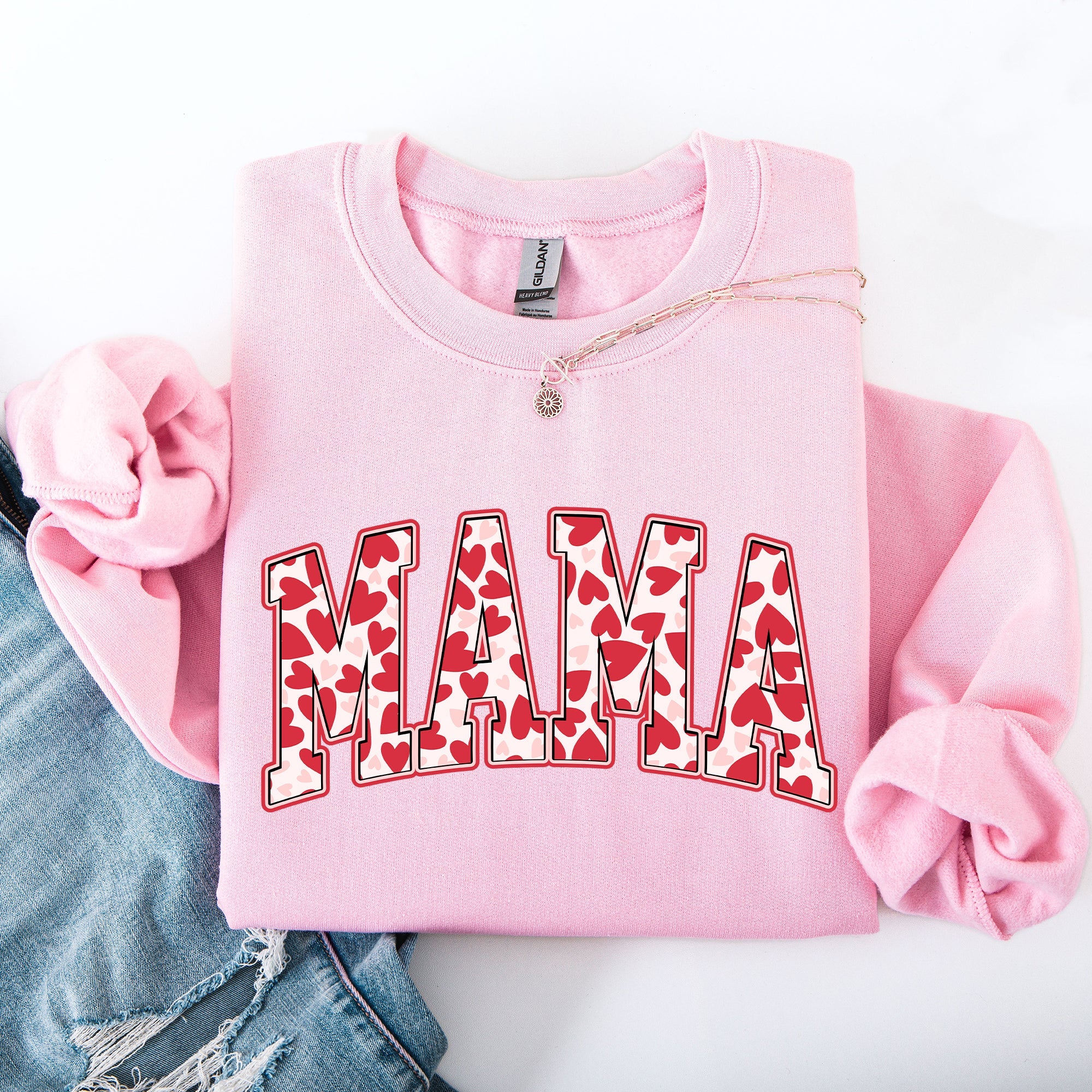 Mama Valentine's Day Hearts And Love Celebration For Moms Cozy Comfy Everyday Sweatshirt