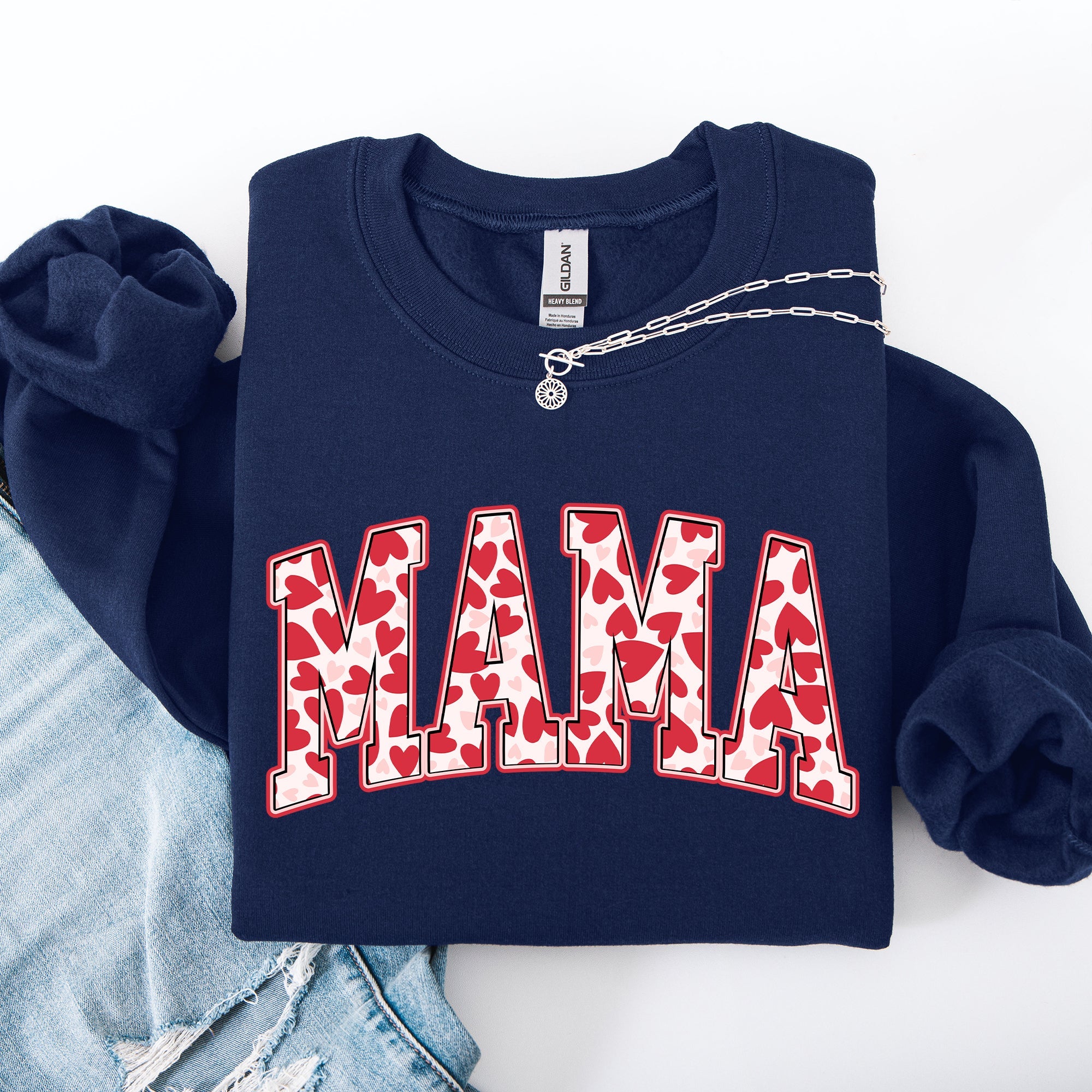 Mama Valentine's Day Hearts And Love Celebration For Moms Cozy Comfy Everyday Sweatshirt