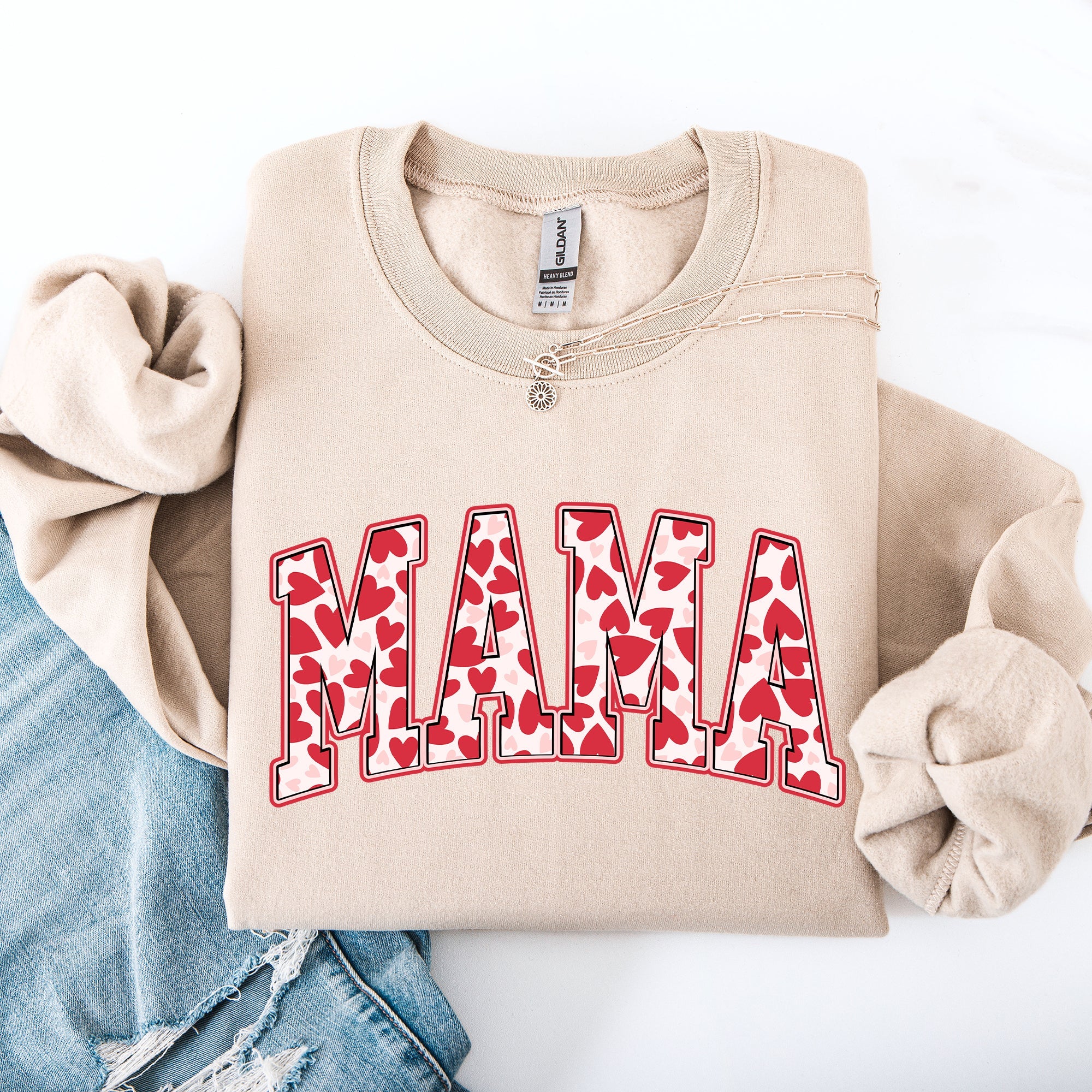 Mama Valentine's Day Hearts And Love Celebration For Moms Cozy Comfy Everyday Sweatshirt