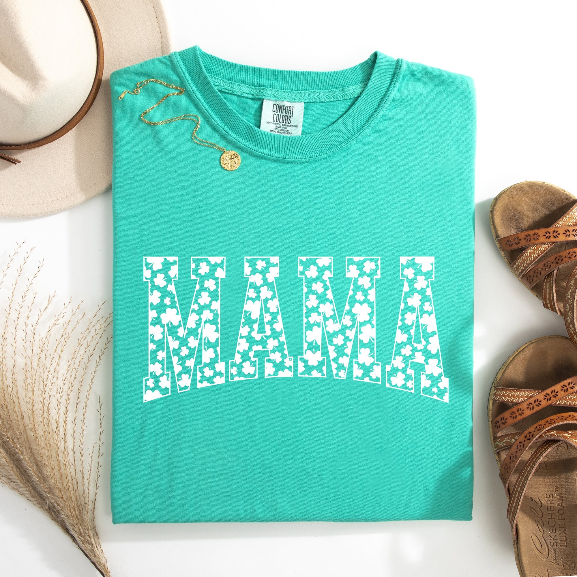 Mama Varsity Leprechaun St Patrick's Day Shamrock Clover Lucky Comfort Colors Tee
