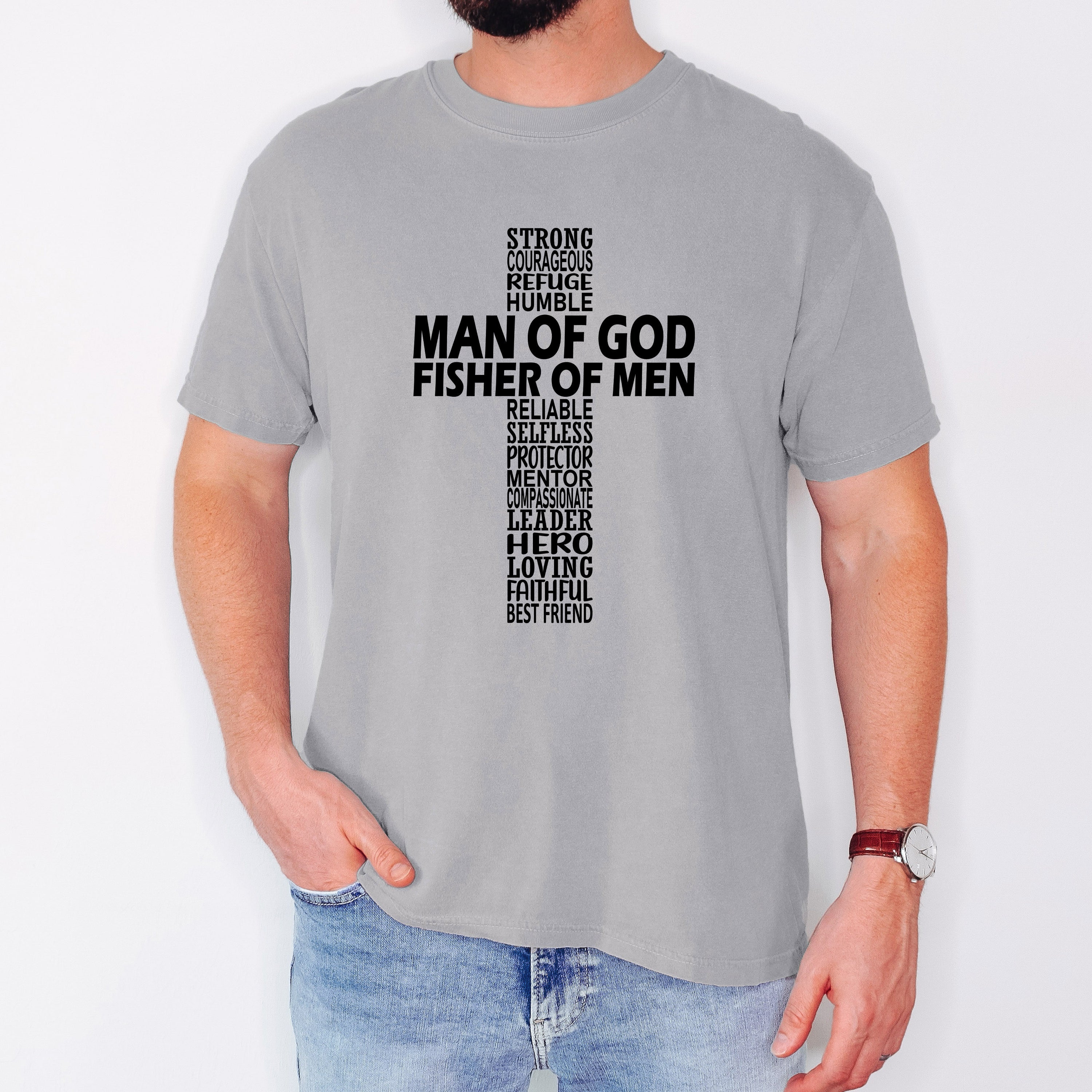 Man Of God, Fisher Of Men, Gospel, Jesus, Christian Faith Graphic Comfort Colors Tee