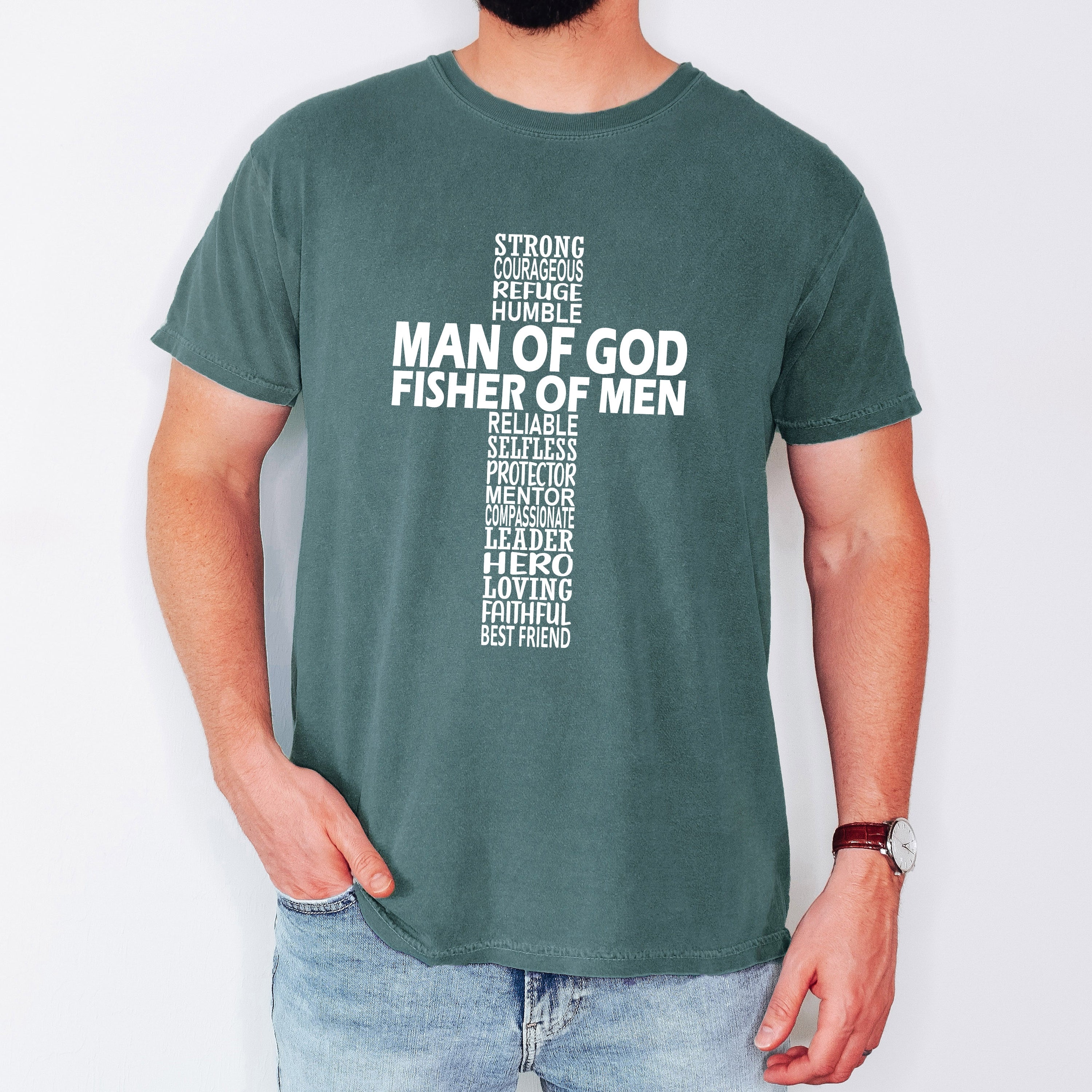 Man Of God, Fisher Of Men, Gospel, Jesus, Christian Faith Graphic Comfort Colors Tee