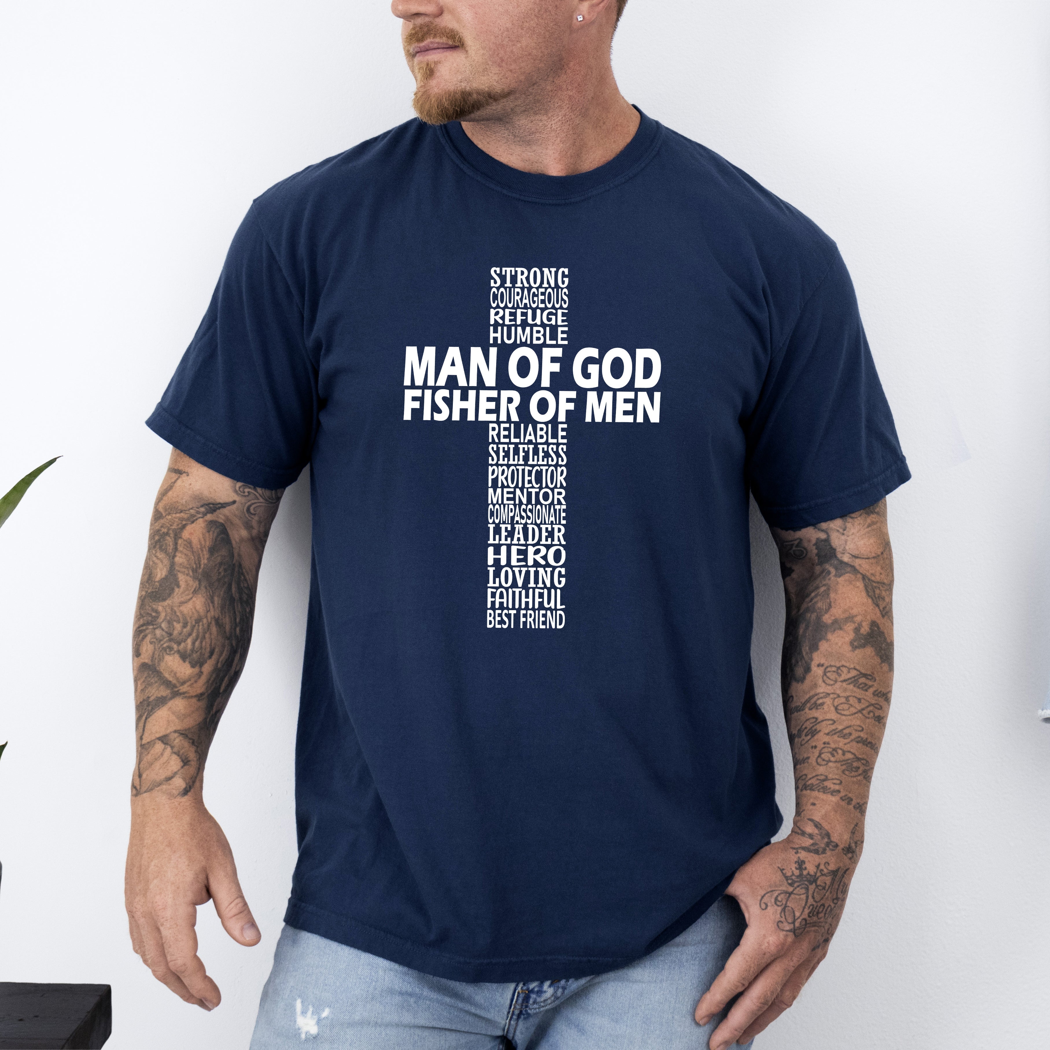 Man Of God, Fisher Of Men, Gospel, Jesus, Christian Faith Graphic Comfort Colors Tee