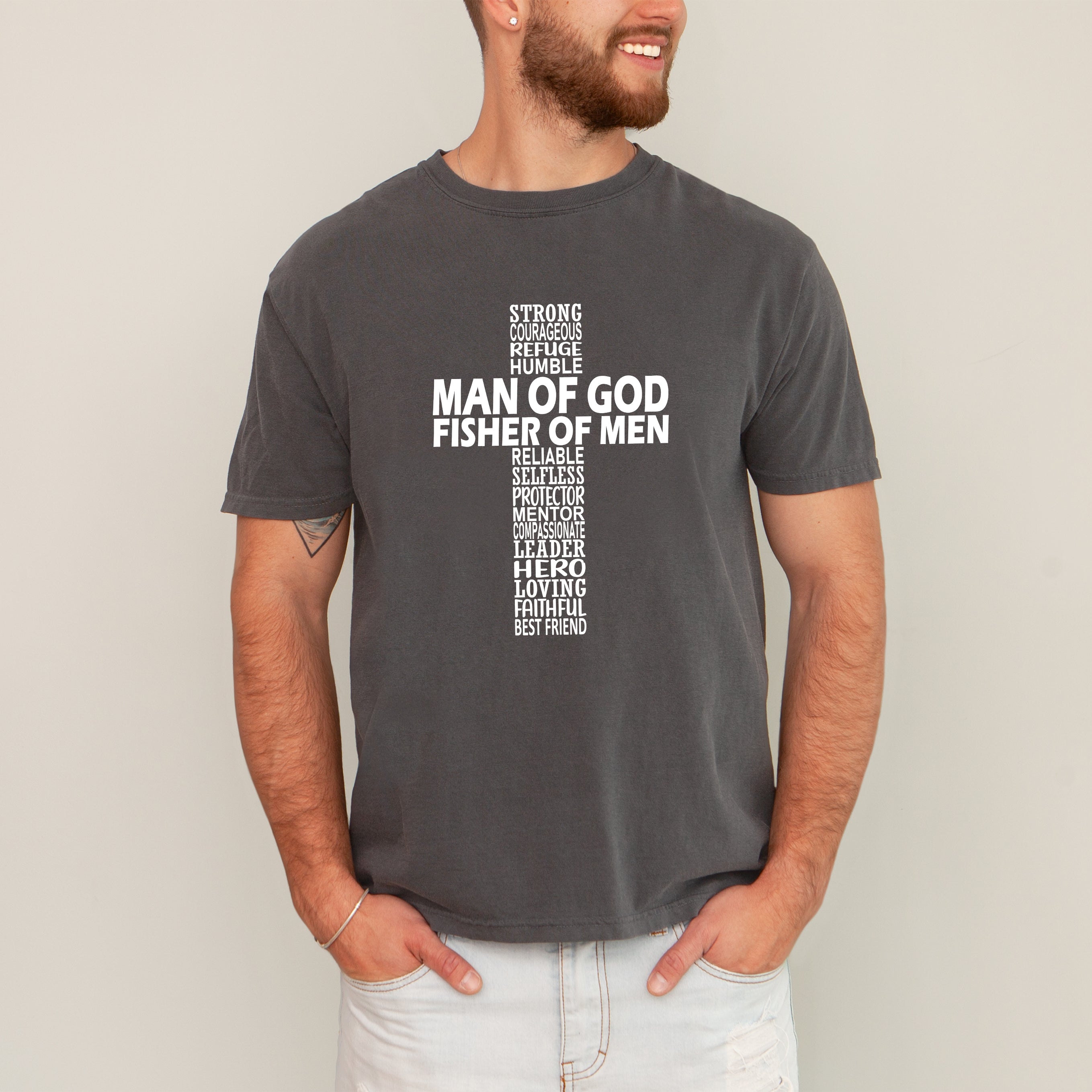 Man Of God, Fisher Of Men, Gospel, Jesus, Christian Faith Graphic Comfort Colors Tee