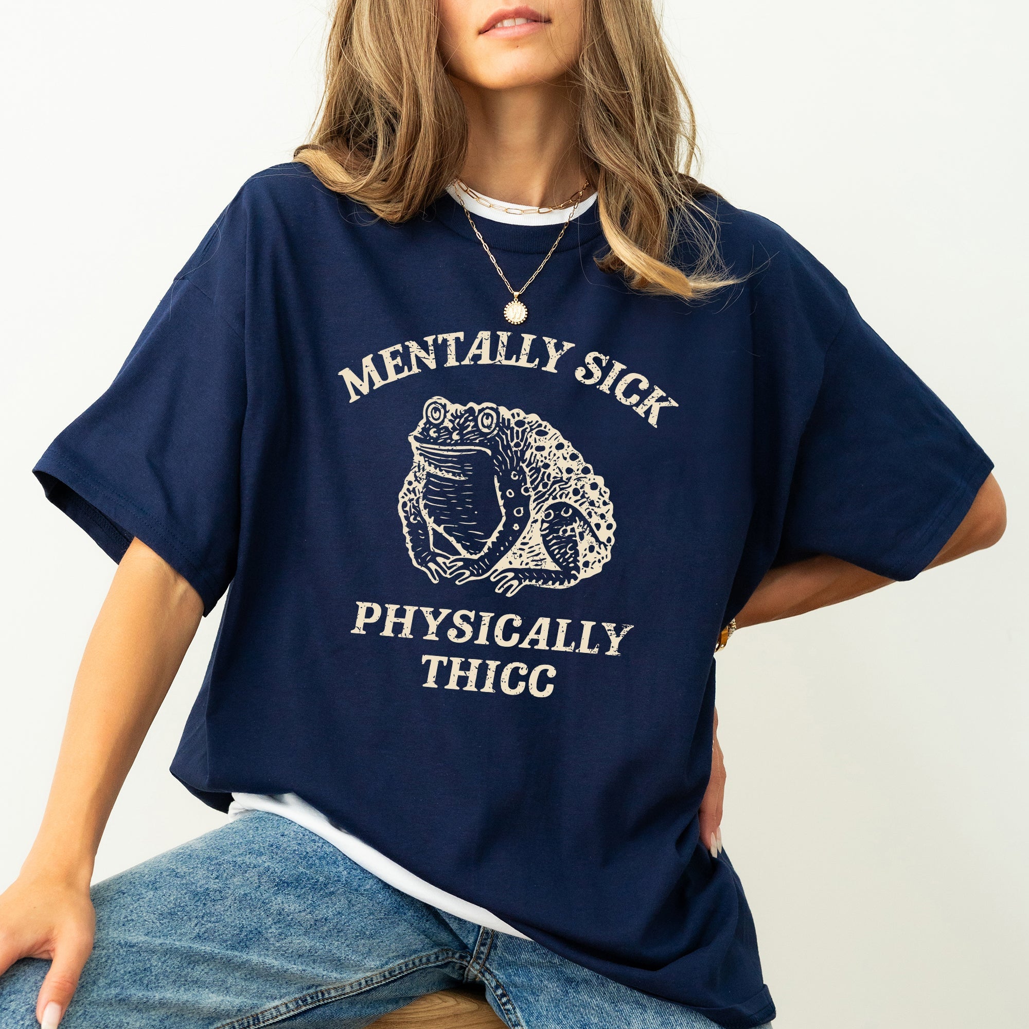 Mentally Sick Physically Thicc Frog and Toad Meme Comic Style Vintage Comfort Colors Tee