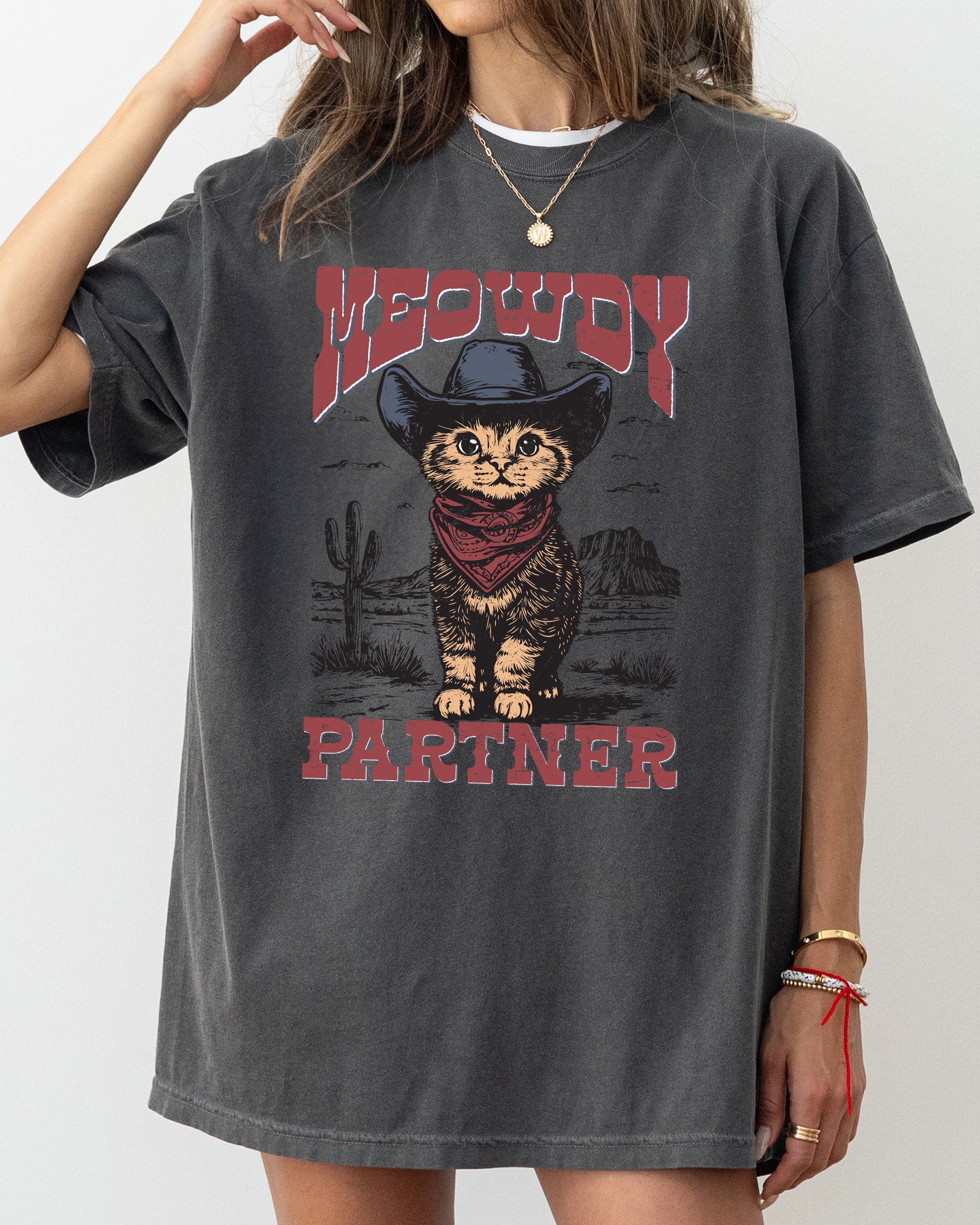Meowdy Partner Cowboy Cat Cowgirl Howdy Yee Haw Western Country Comfort Colors Tee