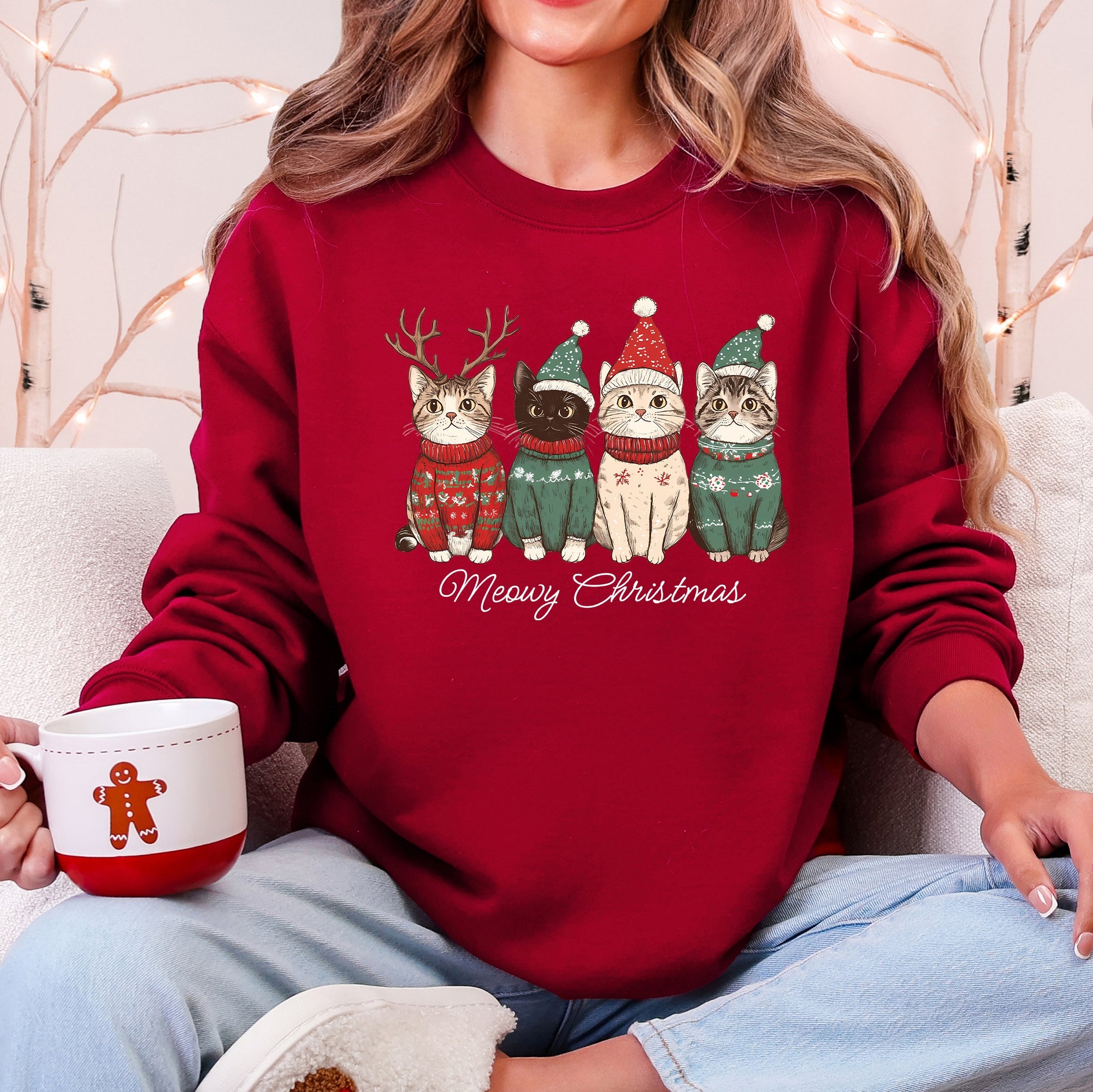 Meowy Christmas Santa Cats Paws Cozy Feline Cheer For Pet Lovers Everywhere Sweatshirt