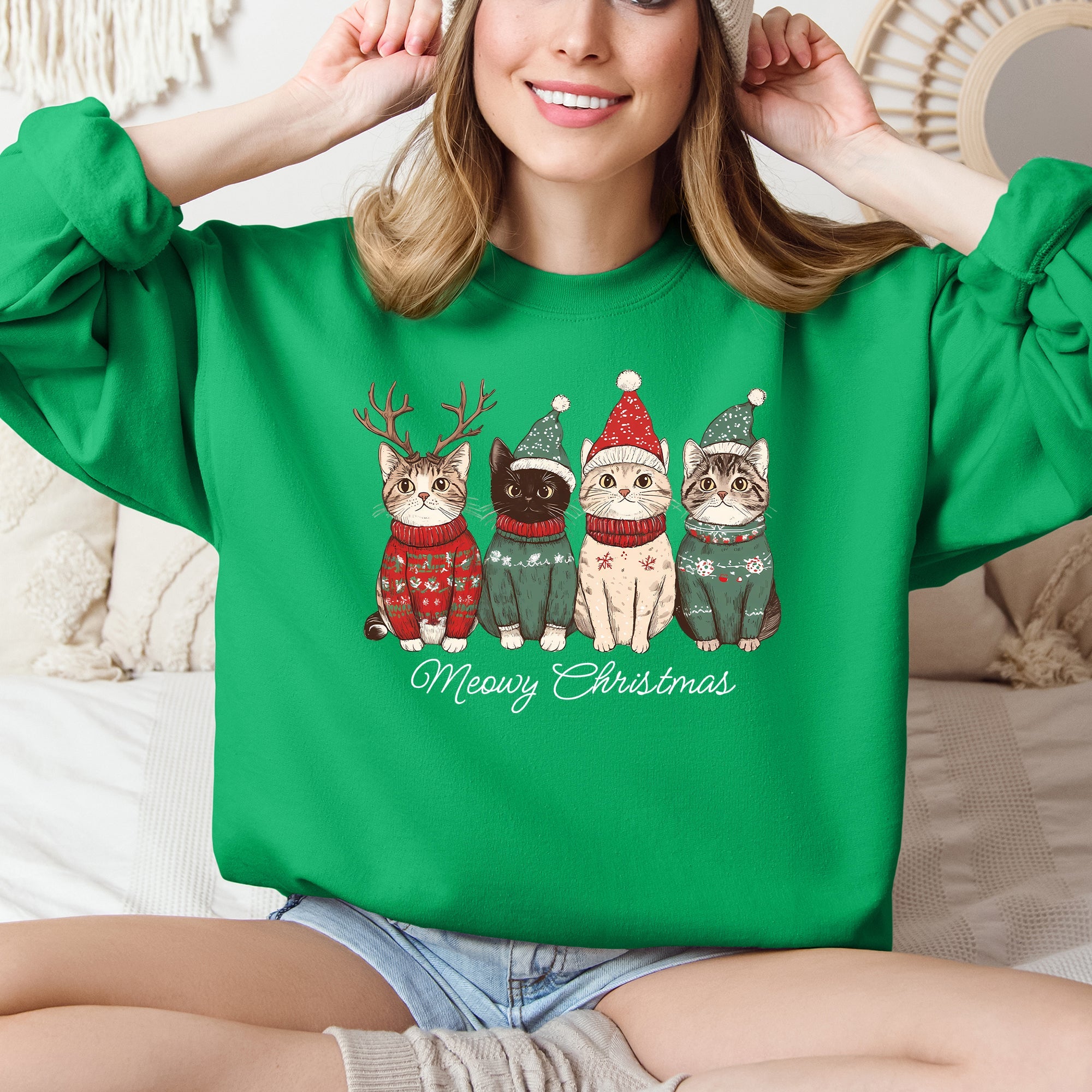 Meowy Christmas Santa Cats Paws Cozy Feline Cheer For Pet Lovers Everywhere Sweatshirt