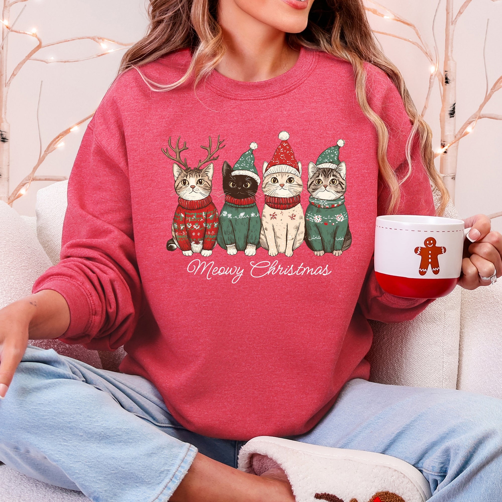 Meowy Christmas Santa Cats Paws Cozy Feline Cheer For Pet Lovers Everywhere Sweatshirt