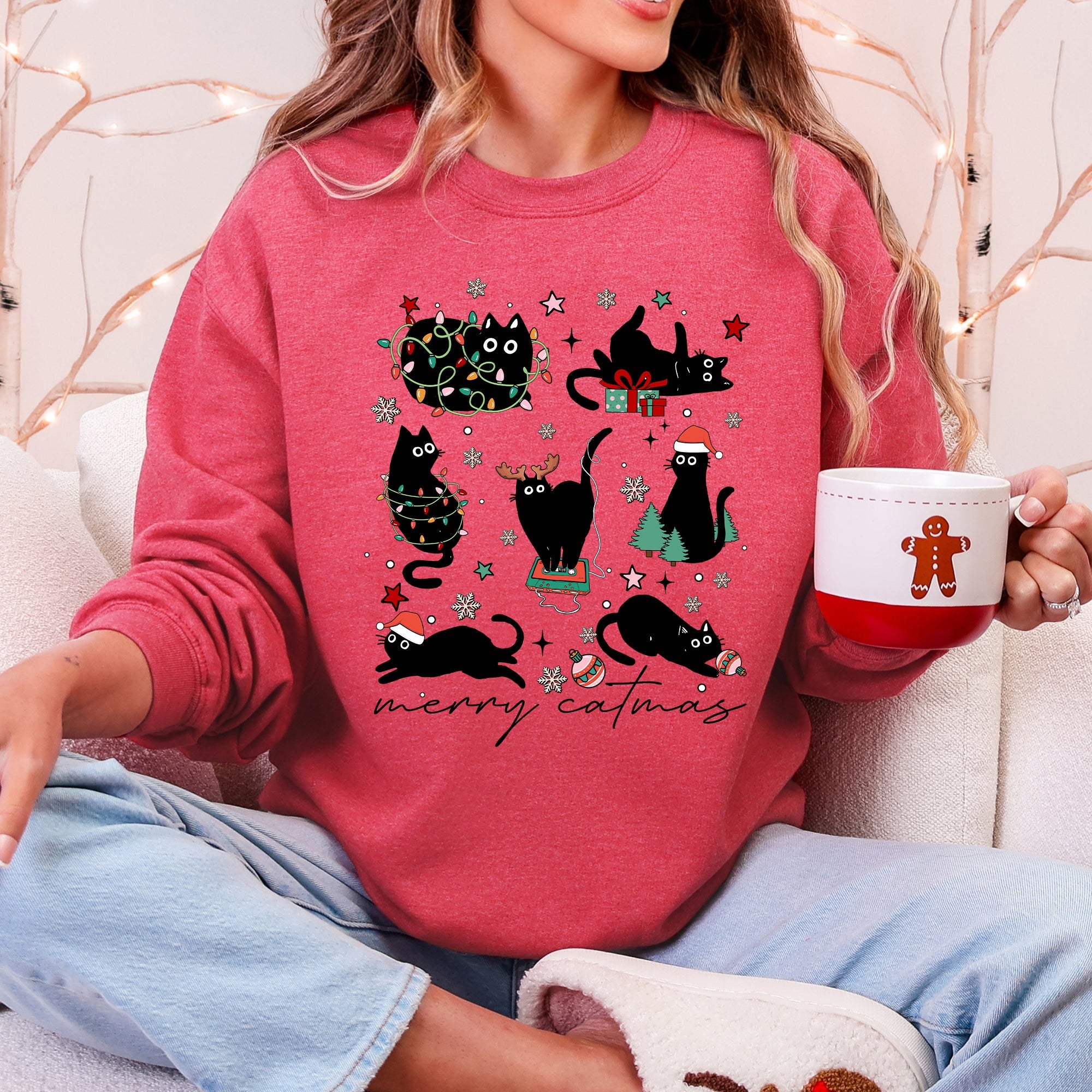 Merry Catmas Christmas Cat Lover Santa Pets Cozy Festive Holiday Cheer Sweatshirt