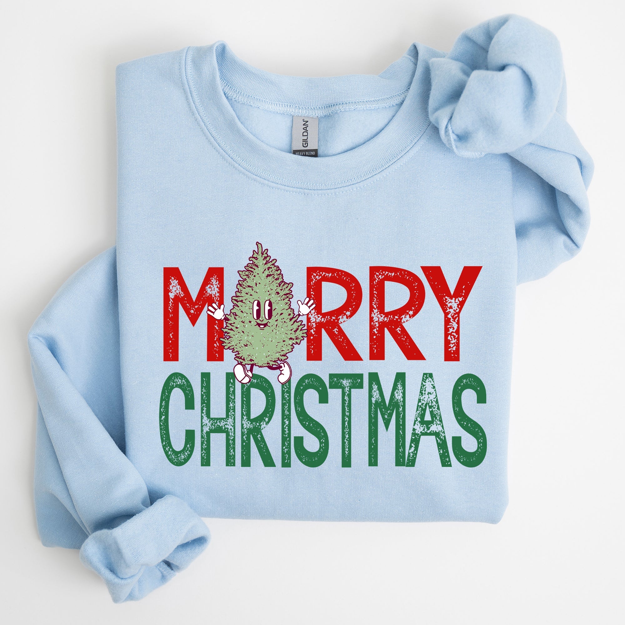 Merry Christmas Tree Vintage Retro Santa Xmas Whimsical Holiday Charm Classic Nordic Snowy Night Sweatshirt