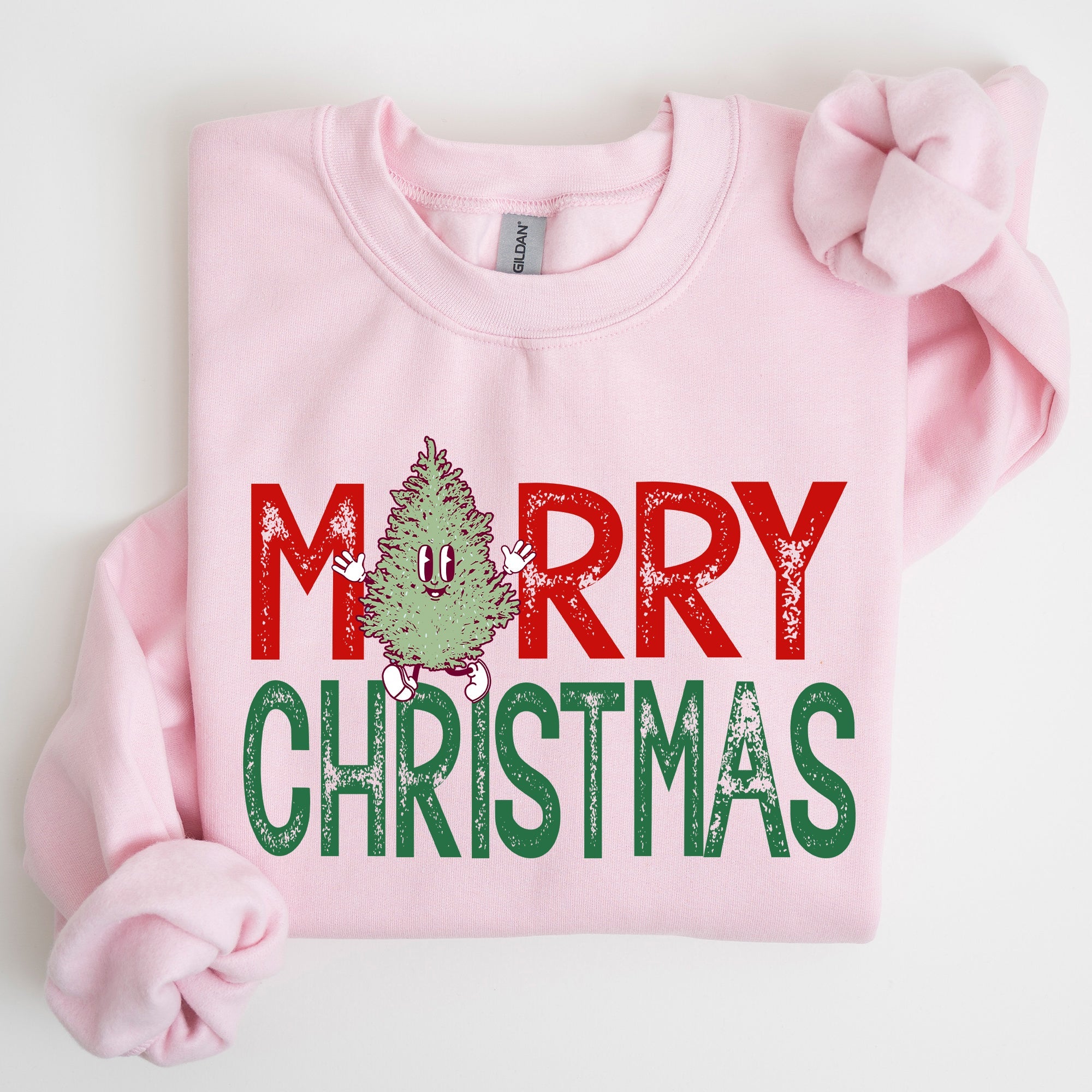 Merry Christmas Tree Vintage Retro Santa Xmas Whimsical Holiday Charm Classic Nordic Snowy Night Sweatshirt