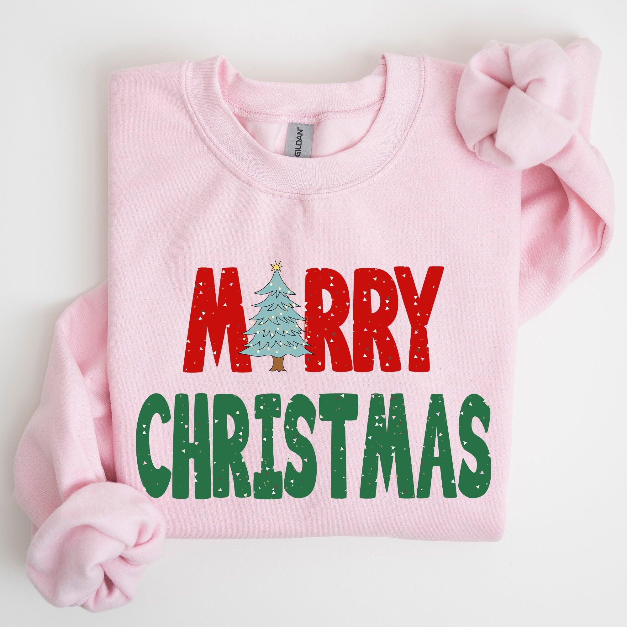 Merry Christmas Tree Vintage Retro Winter Santa Xmas Cozy Festive Holiday Cheer Family Gathering Night Sky Sweatshirt