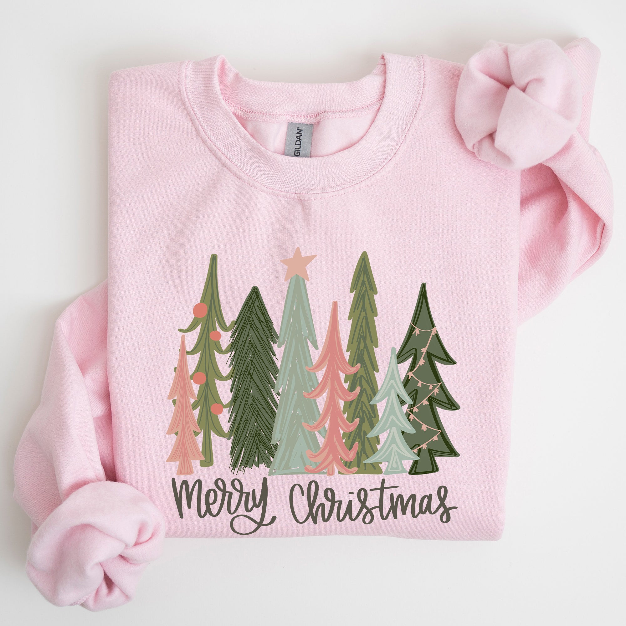 Merry Christmas Trees Festive Winter Snow Santa Xmas Holiday Cheer Family Gatherings Cozy Vibes Sweatshirt