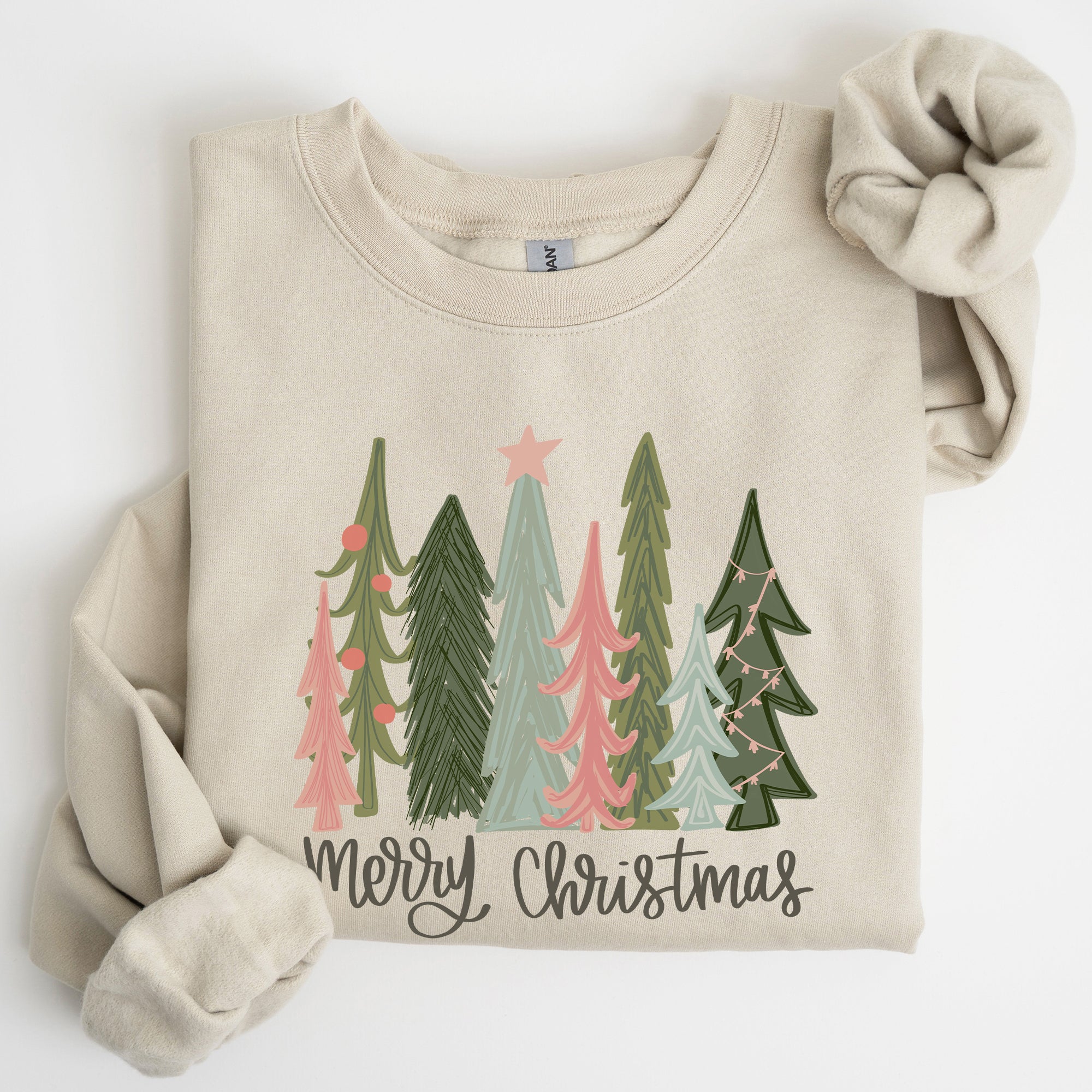 Merry Christmas Trees Festive Winter Snow Santa Xmas Holiday Cheer Family Gatherings Cozy Vibes Sweatshirt