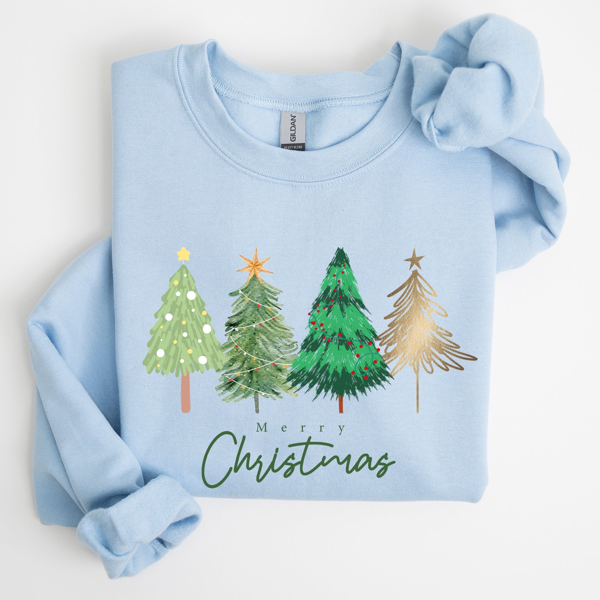 Merry Christmas Trees Minimalist Classic Winter Santa Xmas Festive Holiday Decor Artwork Sweatshirt