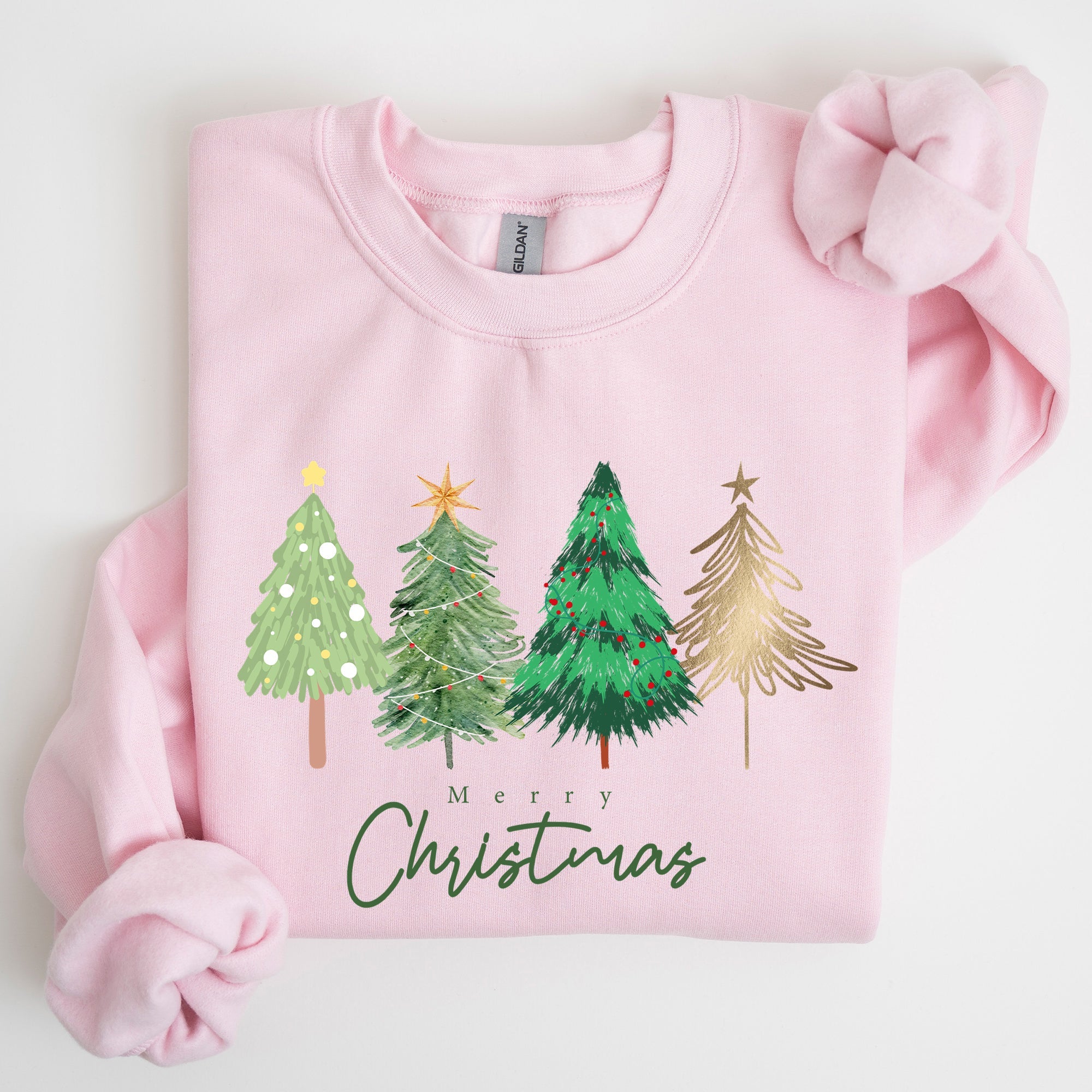 Merry Christmas Trees Minimalist Classic Winter Santa Xmas Festive Holiday Decor Artwork Sweatshirt