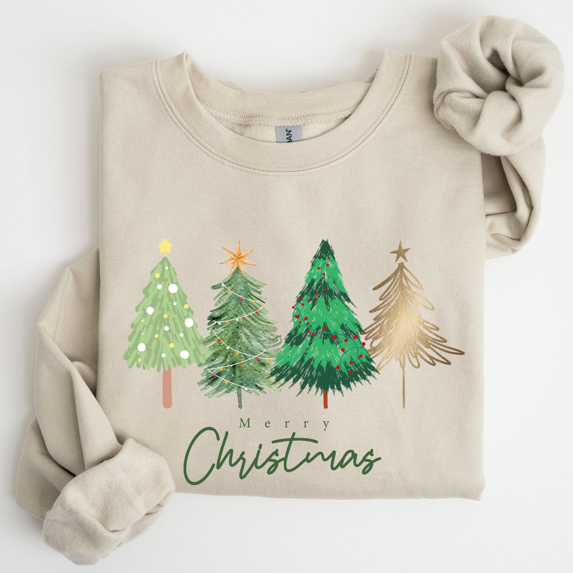 Merry Christmas Trees Minimalist Classic Winter Santa Xmas Festive Holiday Decor Artwork Sweatshirt