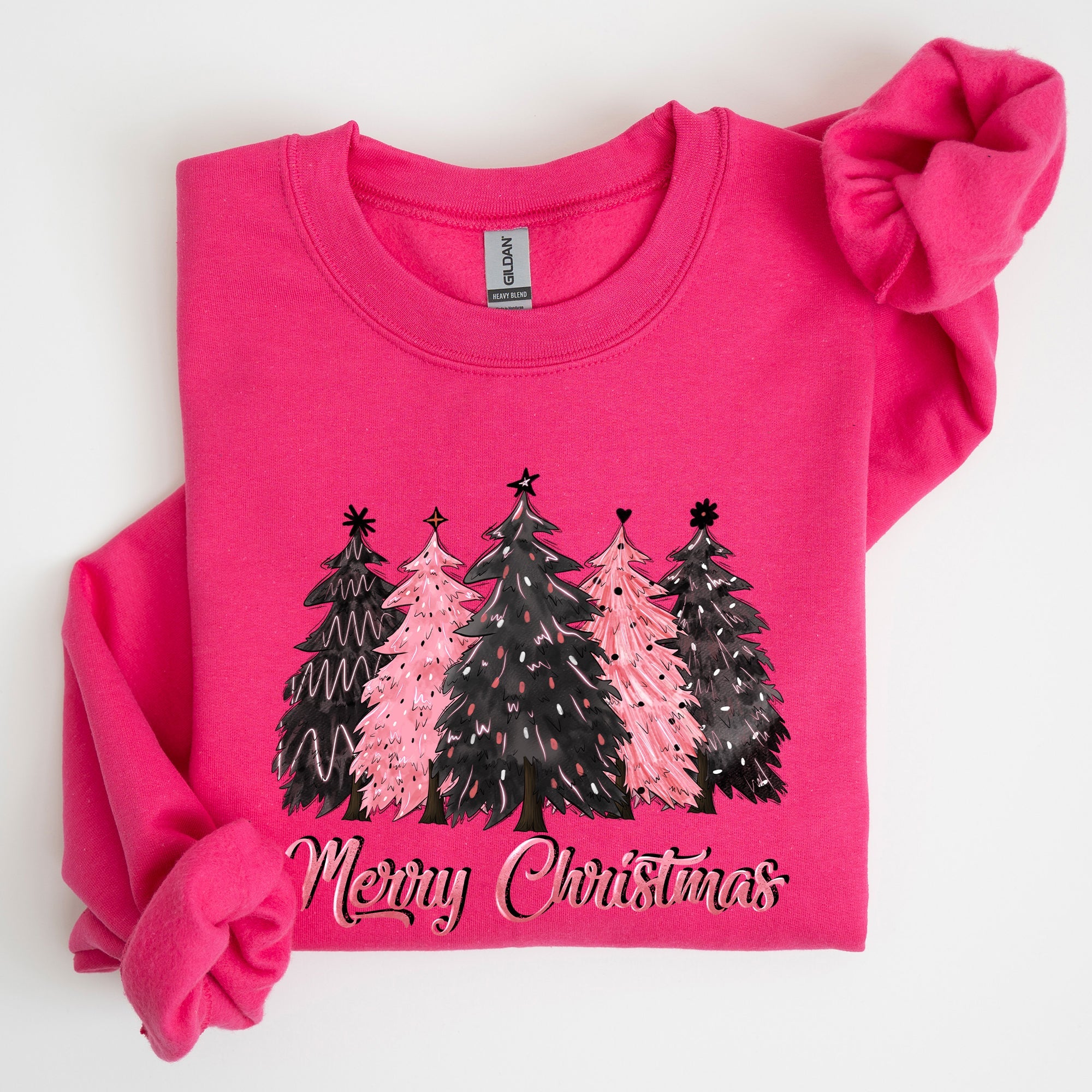 Merry Christmas Trees Winter Snow Santa Xmas Festive Holiday Family Cozy Scene Sweatshirt